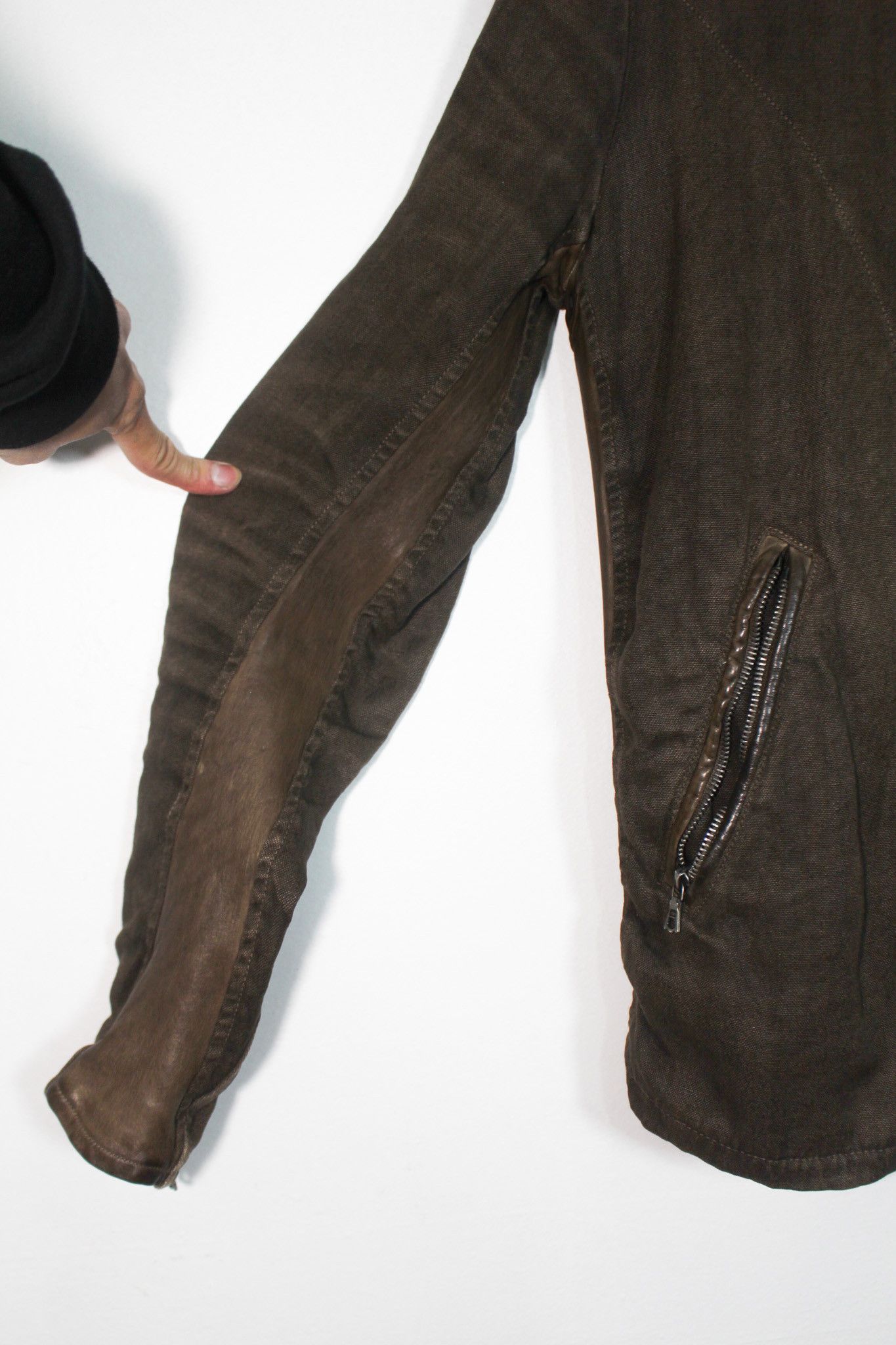Isamu Katayama Backlash Linen/Cow Leather Moto Rider Jacket Size US S / EU 44-46 / 1 - 5 Thumbnail