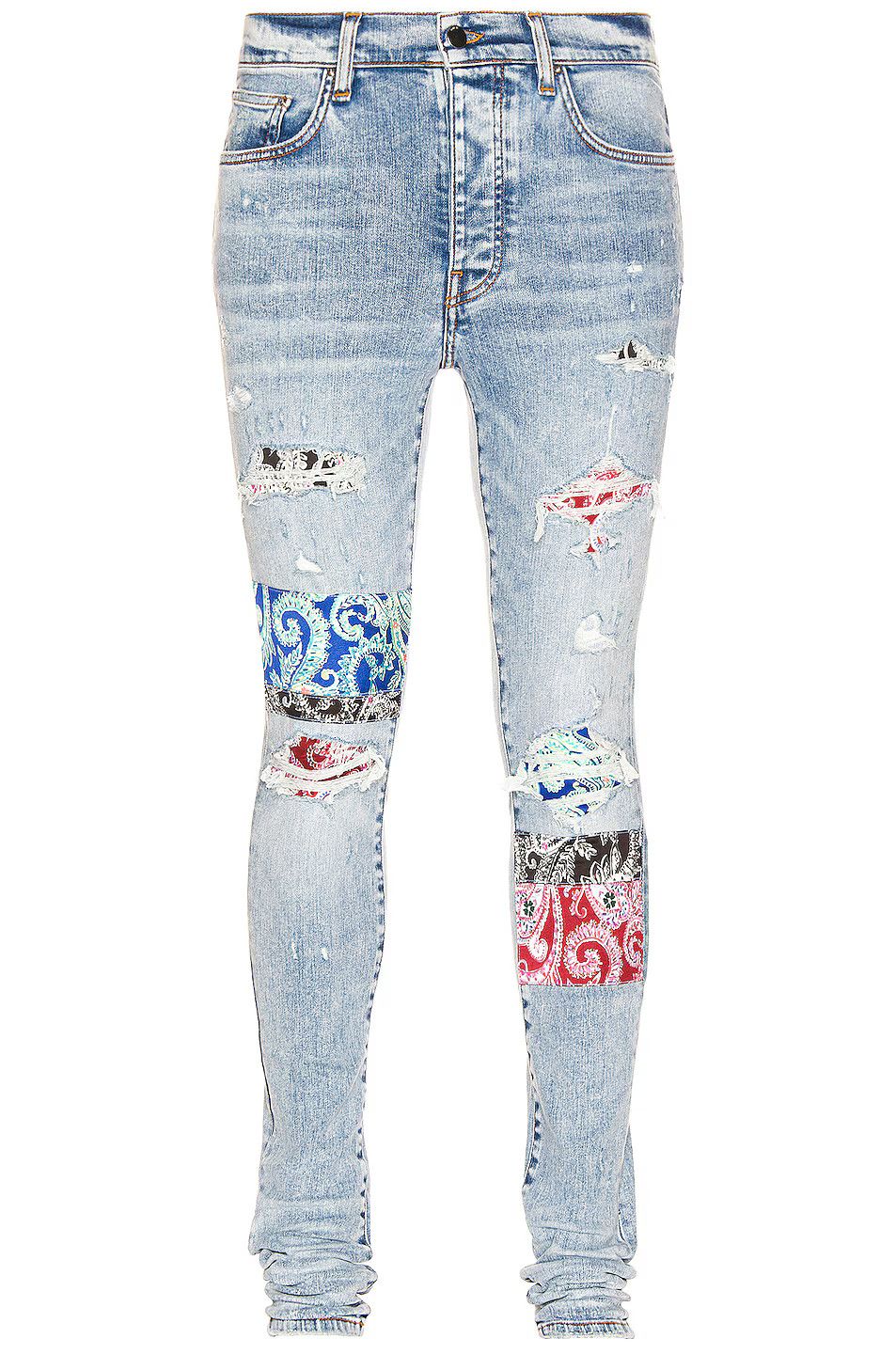 Amiri o1gr1nt0924 Pajama Art Patch Jeans in Light Blue Size US 29 - 1 Thumbnail