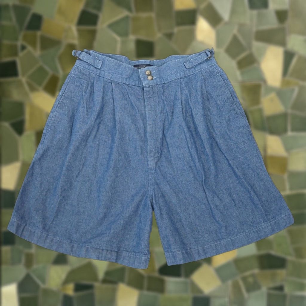 Lands' End VINTAGE Lands' End 90s Blue Denim High Rise Pleat Front Jean Shorts 30" (Womens) Size 36" / US 14 / IT 50 - 1 Thumbnail