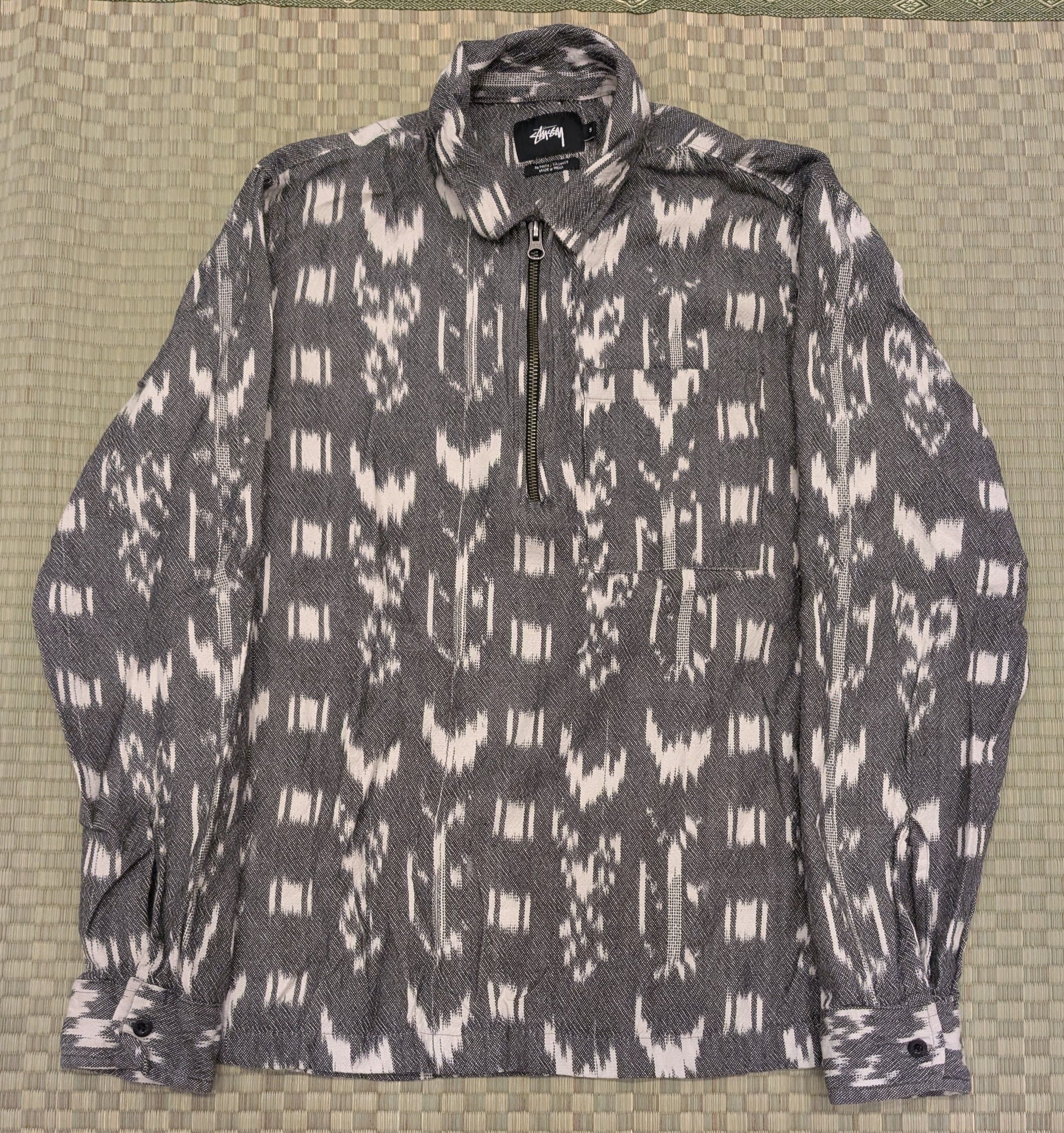 Stussy Stussy Beach Cotton Half Zip Pullover Gray Ikat Print Size US S / EU 44-46 / 1 - 1 Thumbnail