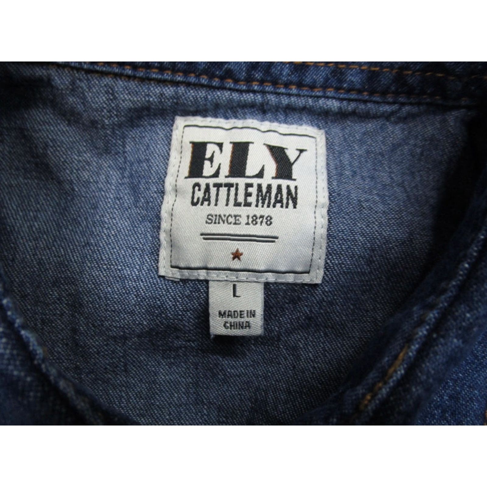 Vintage Ely Cattleman Shirt Men L Blue Denim Pearl Snap Long Sleeve Cowboy Western Capstone Pattern: Solid Size US L / EU 52-54 / 3 - 7 Thumbnail
