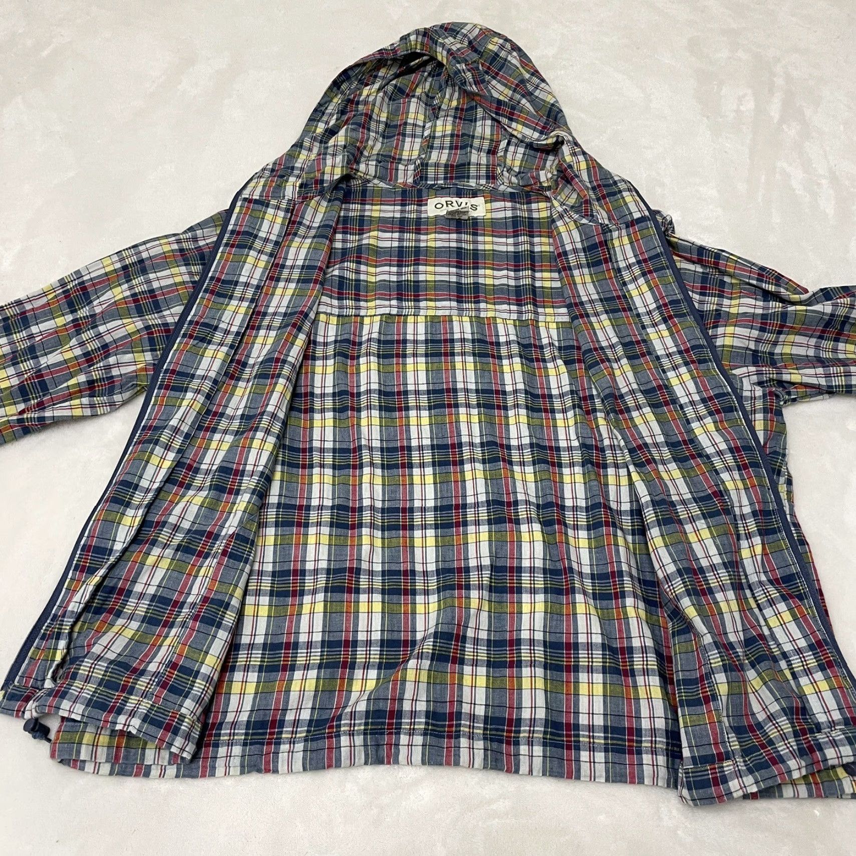 Orvis VINTAGE Orvis Plaid Flannel Jacket Hooded Blue Red Yellow XL Full Zip Light-weight Jacket Windbreaker Unisex Adults Mens Womens Size XL / US 12-14 / IT 48-50 - 6 Thumbnail
