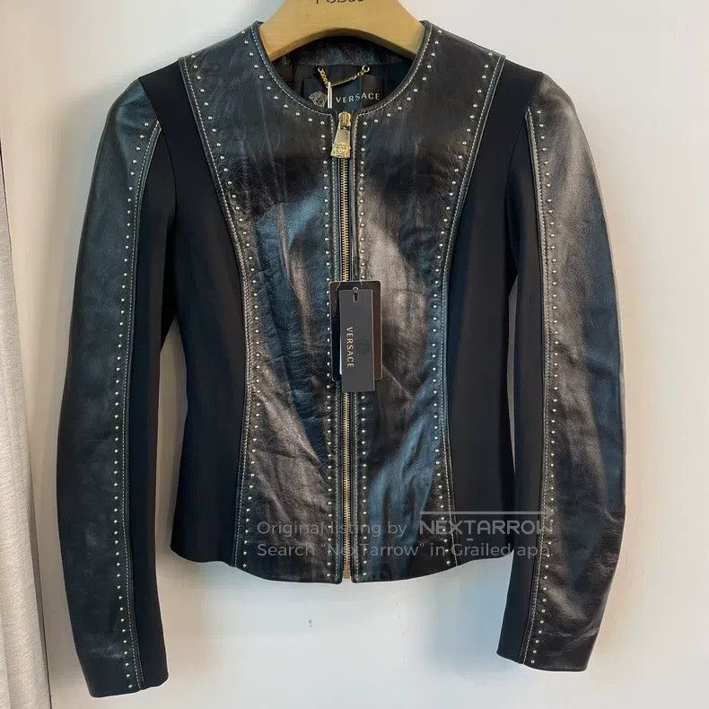 Versace Versace Black willow spike leather jacket Size US S / EU 44-46 / 1 - 1 Thumbnail