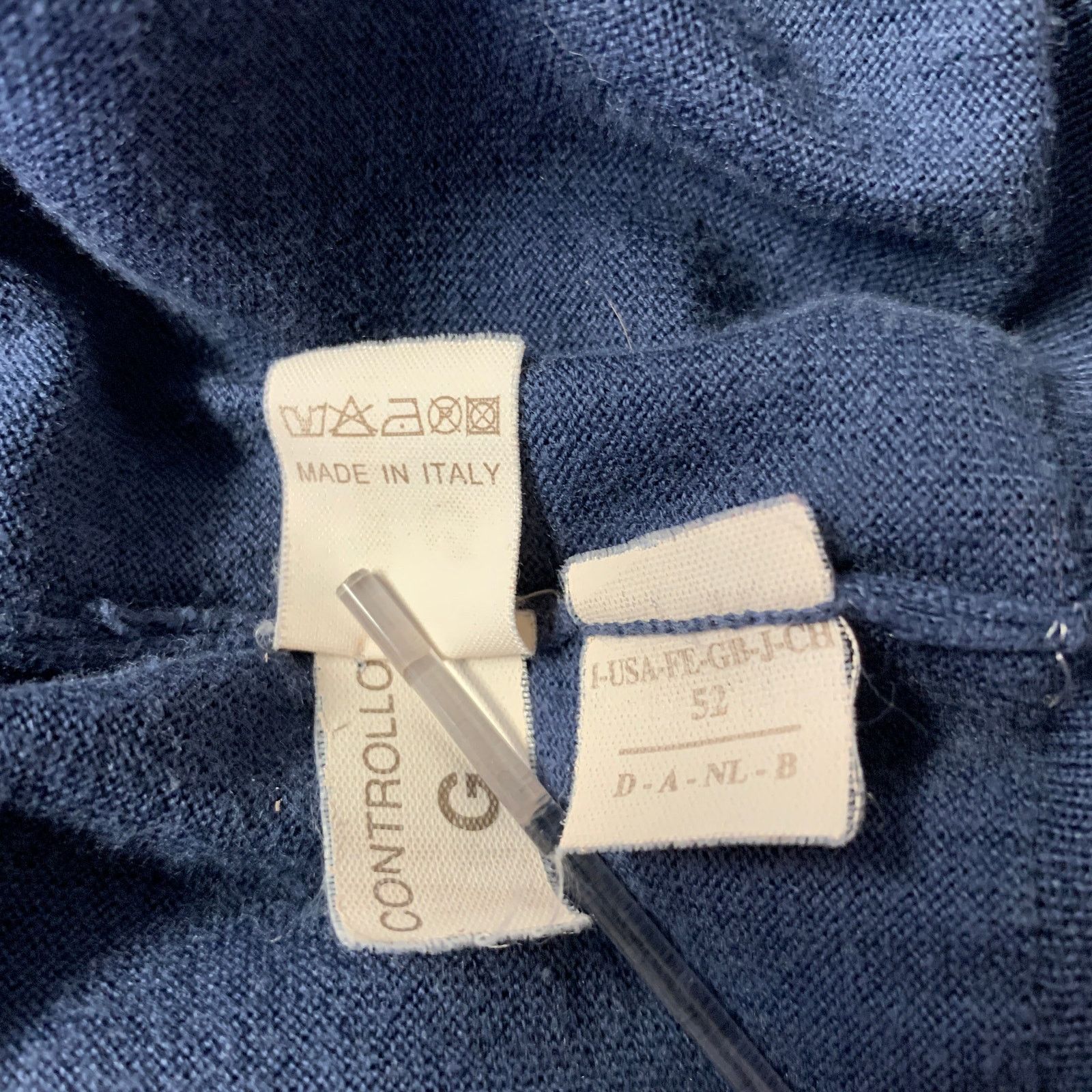 Brunello Cucinelli BRUNELLO CUCINELLI Navy Grey Cotton Zip Mock Neck Sweater Size US L / EU 52-54 / 3 - 8 Thumbnail