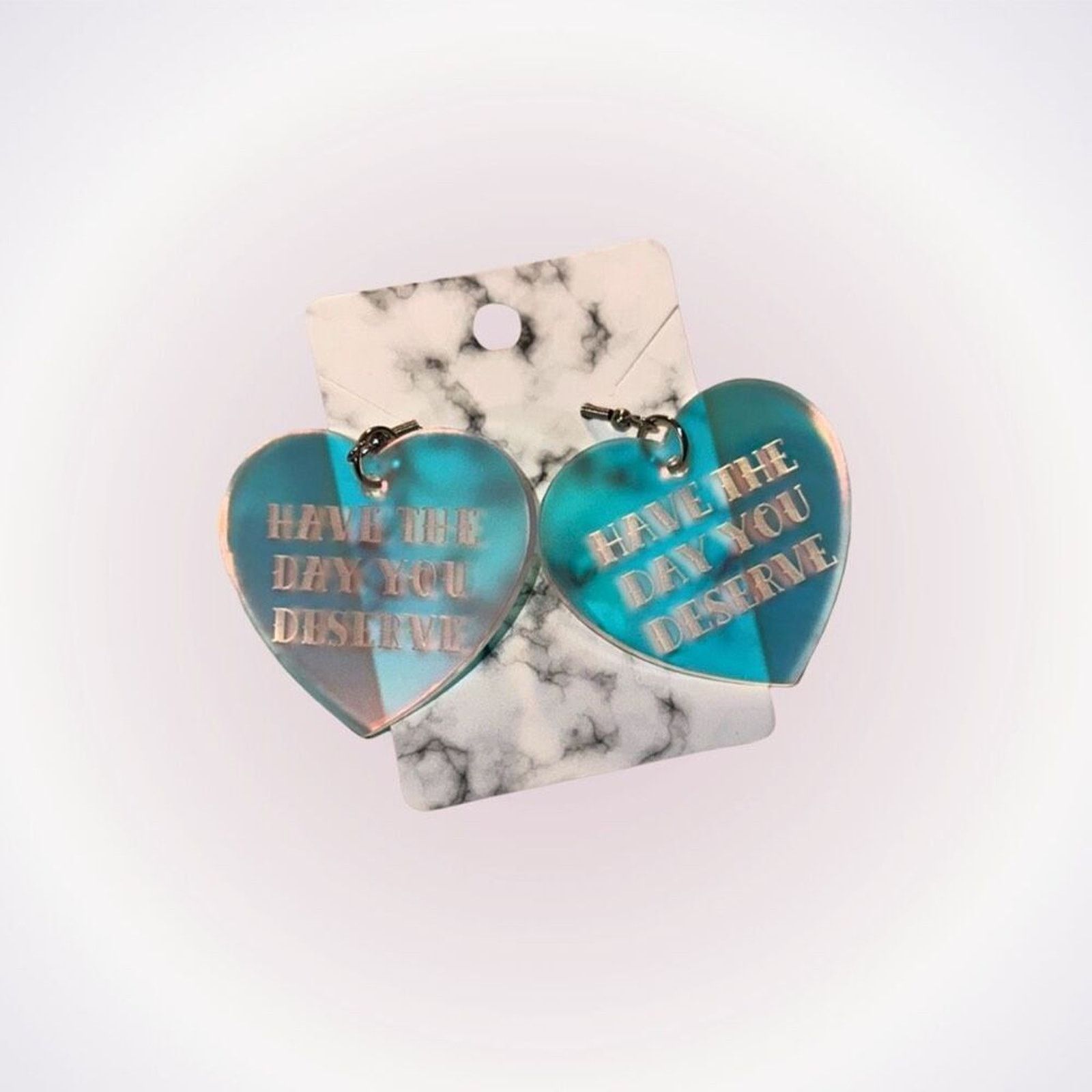 Other Have the Day You Deserve Holographic Heart Earrings | Sz OS Size ONE SIZE - 1 Thumbnail