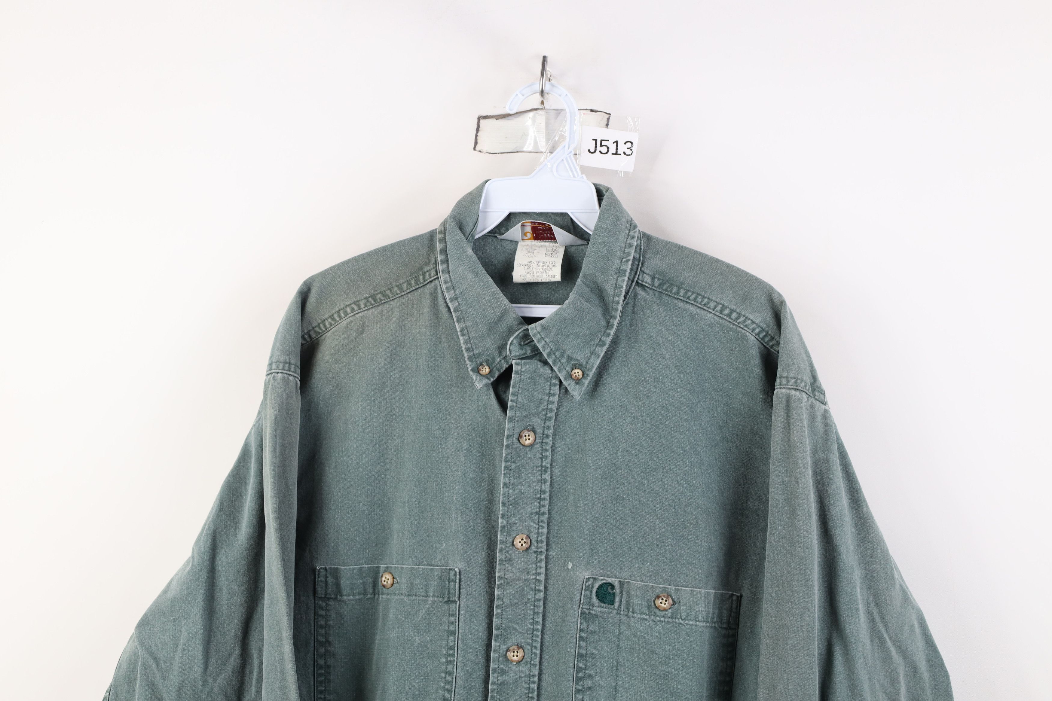 Carhartt Vintage 90s Carhartt Stonewash Canvas Button Down Shirt USA Size US XL / EU 56 / 4 - 2 Thumbnail