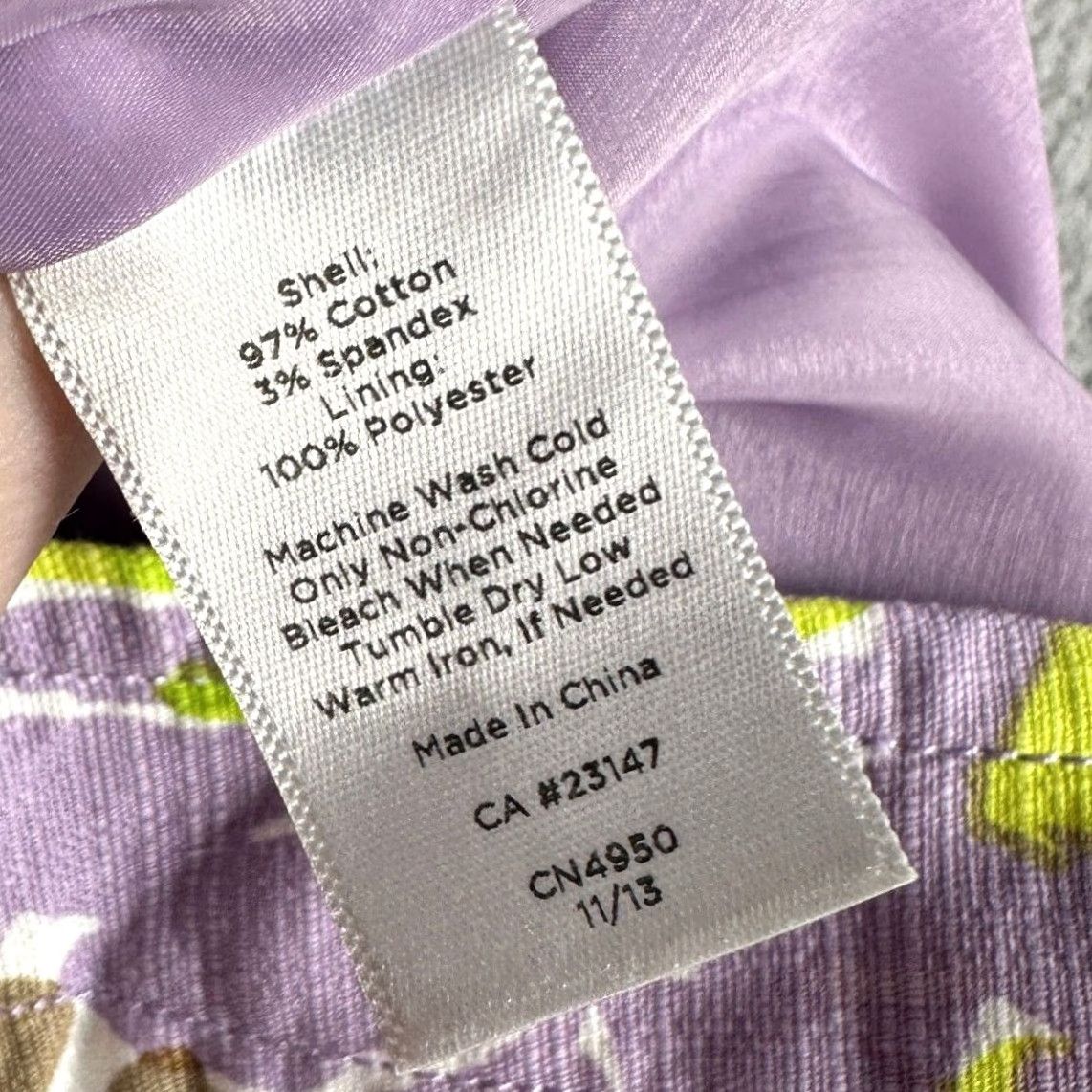 Talbots Talbots Mini Skirt Womens 2 Lavender Yellow Floral Pencil Cotton Skirt Short Purple Mens Womens Girls Boys Size 26" / US 2 / IT 38 - 4 Thumbnail