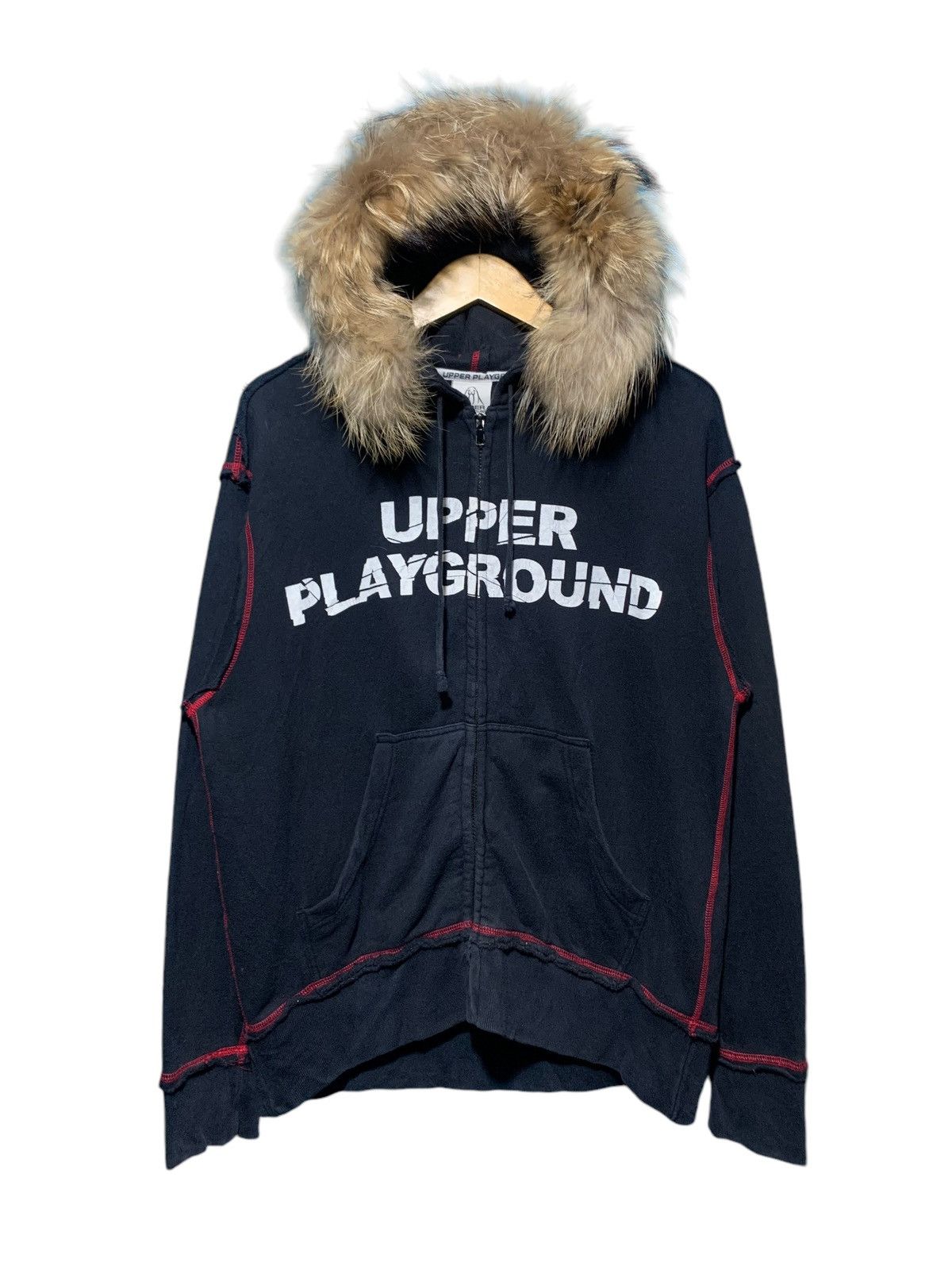 If Six Was Nine × Le Grande Bleu (L.G.B.) × Upper Playground Vtg Upper Playground distressed nightmare fur hoodie Size US L / EU 52-54 / 3 - 1 Thumbnail
