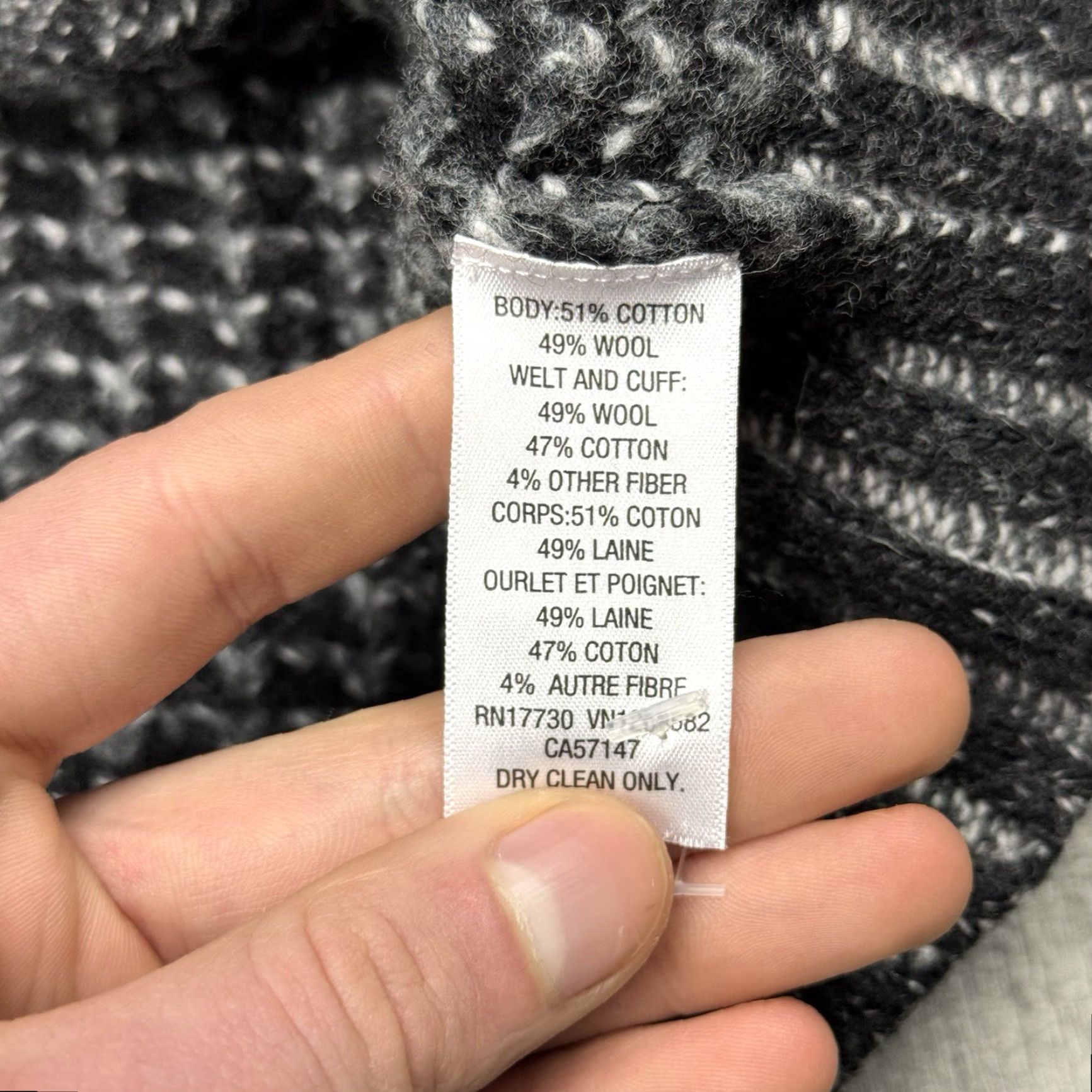 Rag & Bone VINTAGE Rag & Bone Men's Sweater Cardigan Large Knit Black Grey Casual Winter 90s Size US L / EU 52-54 / 3 - 4 Thumbnail