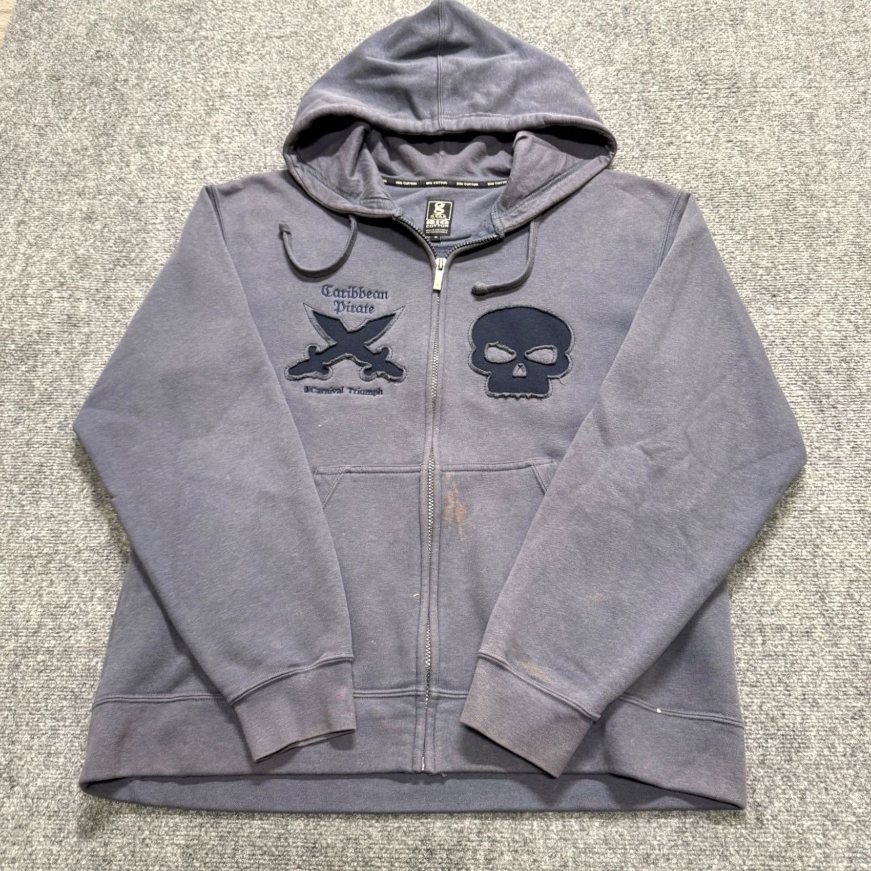 Vintage VINTAGE Pirates Carribean Jacket Men's XL Gray Fullziphooded Patched Black Cotton Blend Jacket Mens XL Gray Size US XL / EU 56 / 4 - 5 Thumbnail