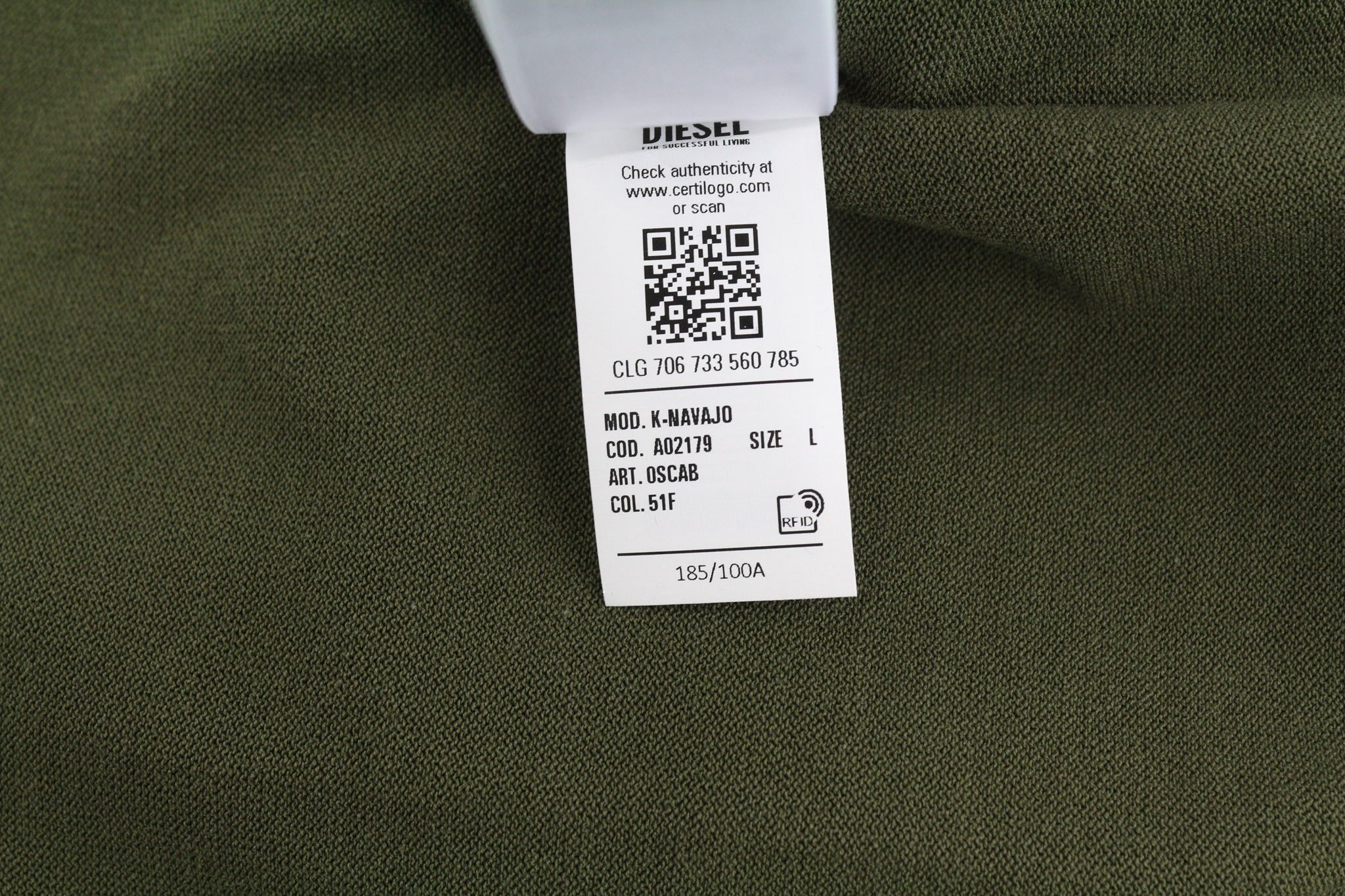 Diesel K-NAVAJO L Green Crew Knit Patch Jumper 40129 Size US L / EU 52-54 / 3 - 13 Thumbnail