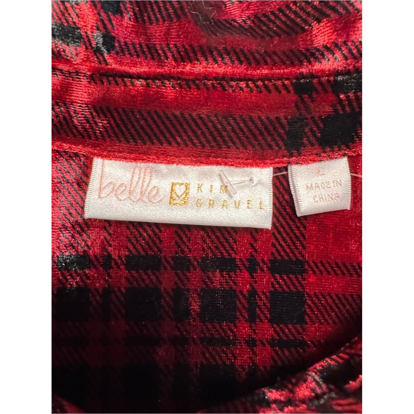 Other New Belle By Kim Gravel Crushed Velvet Red Plaid Button Dow Size L / US 10 / IT 46 - 7 Thumbnail