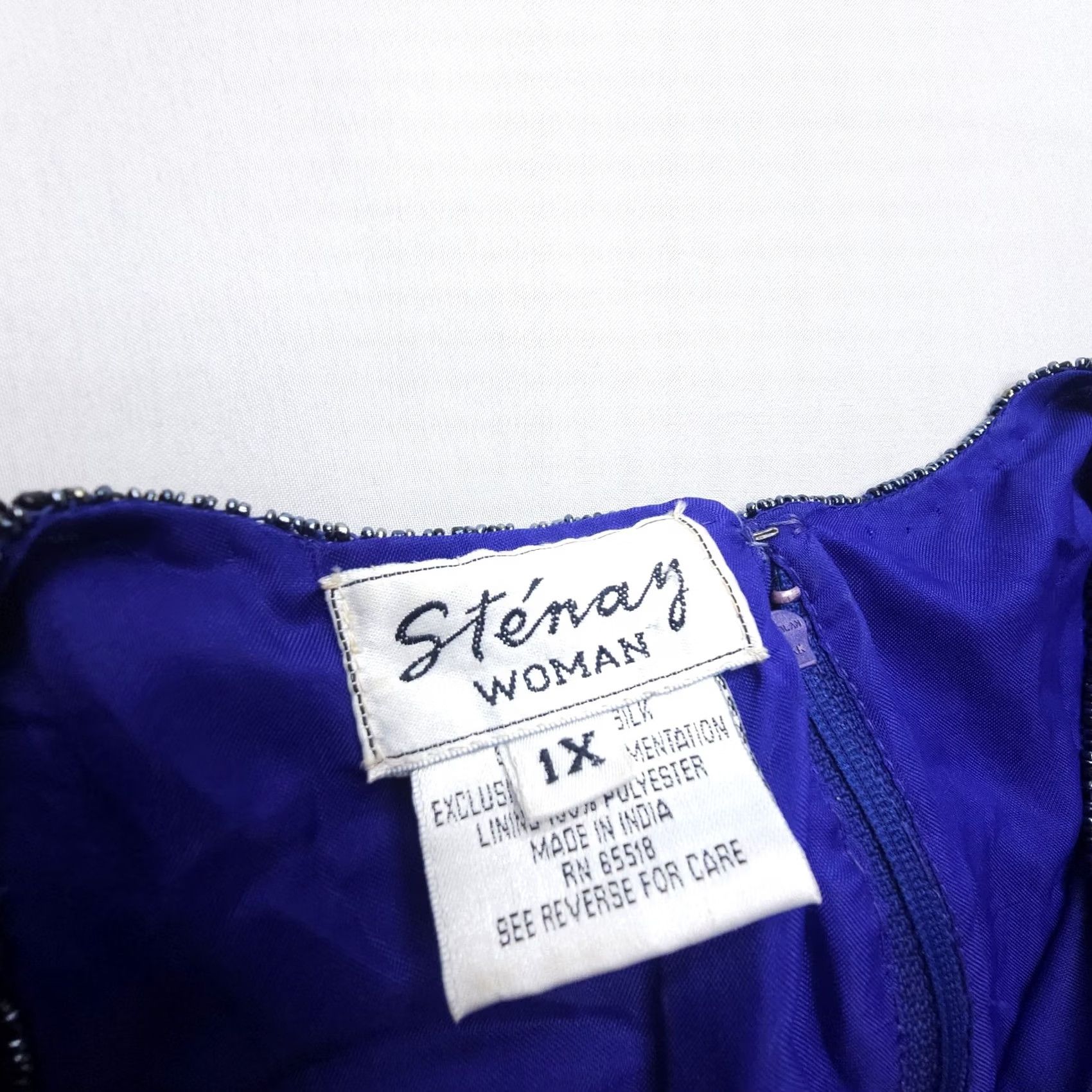Vintage VINTAGE Stenay Silk Jacket Beaded Lined Paisley 1X Blue Black Short Sleeve Zip Womens Jacket Size XL / US 12-14 / IT 48-50 - 3 Thumbnail