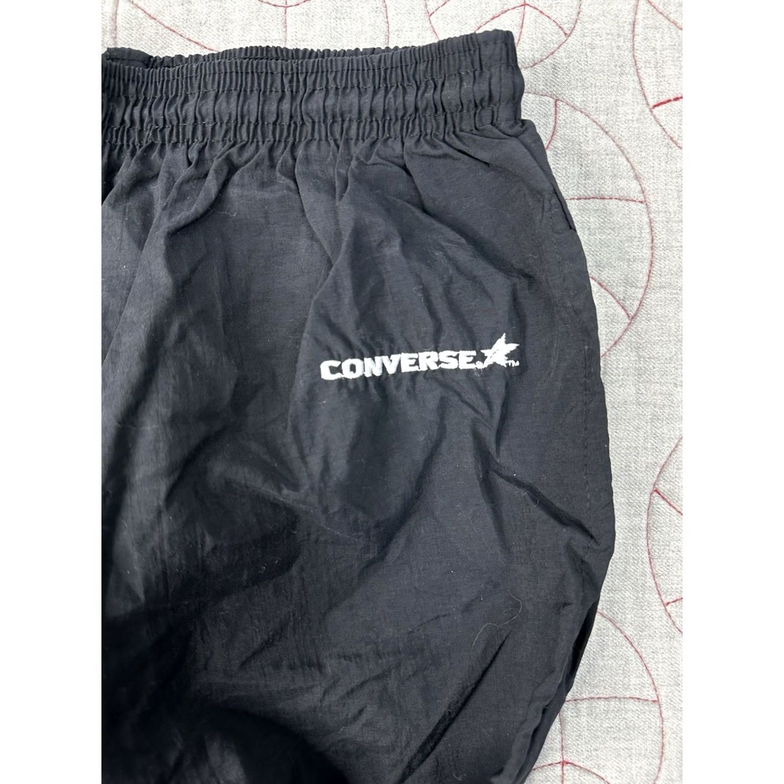 Converse VINTAGE Converse Pants Adult Large Black Track Windbreaker Mens 90s Size US 33 - 3 Thumbnail