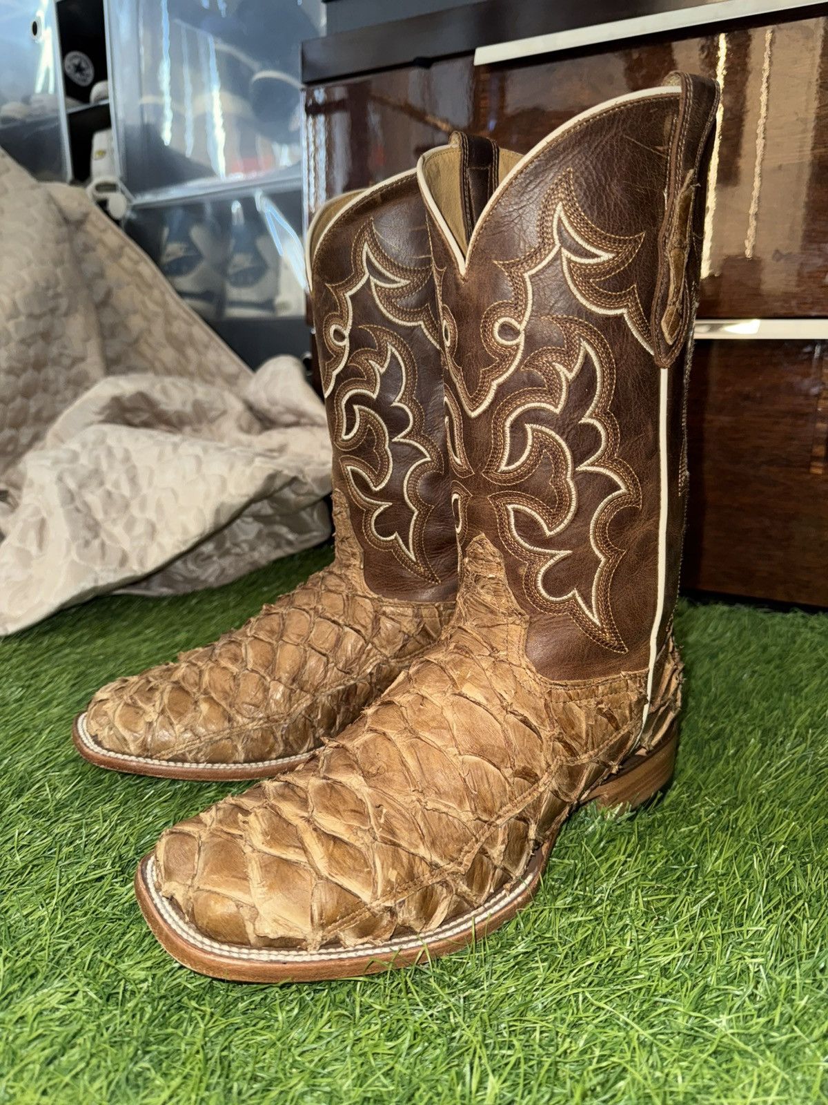 Cody James CODY JAMES MEN'S PIRARUCU FISH SKIN WESTERN COWBOY BOOTS Size US 10.5 / EU 43-44 - 2 Thumbnail