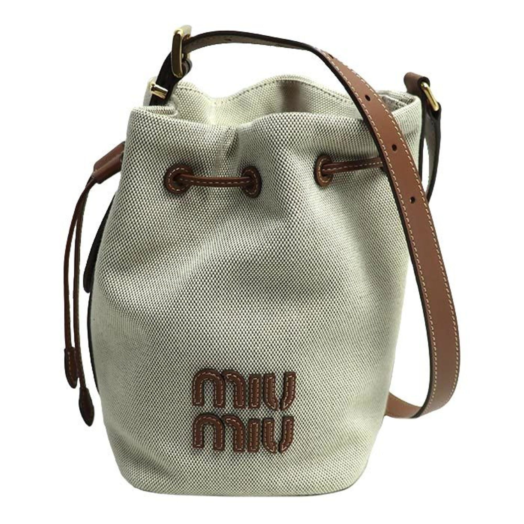 Miu Miu MIUMIU Miu Bucket Bag Shoulder Beige/Brown 5BE090 Women's Size ONE SIZE - 1 Thumbnail