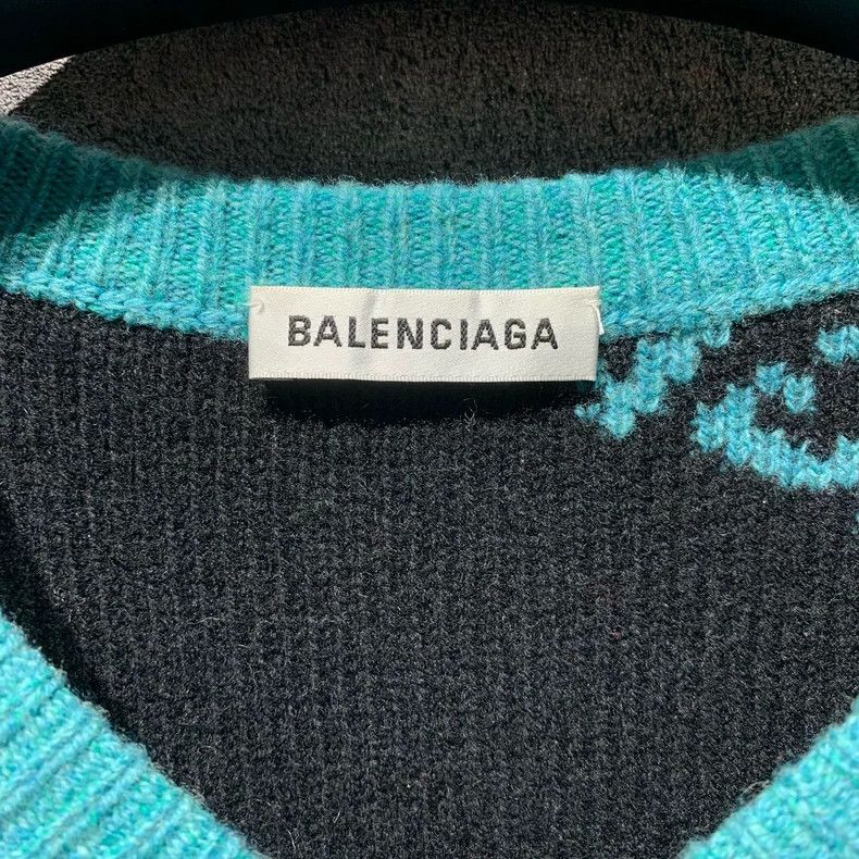Balenciaga Balenciaga size 34 Lake Blue Full Print Knit Sweater Size US S / EU 44-46 / 1 - 9 Thumbnail
