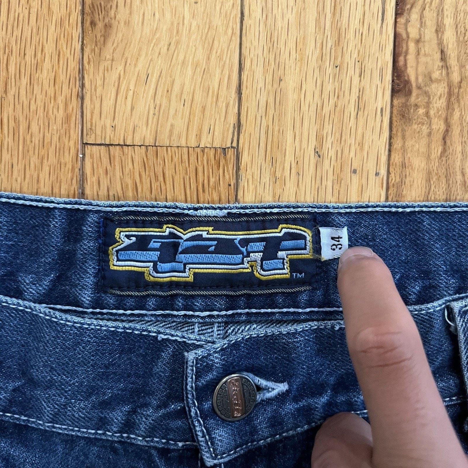 JNCO 90s USA made Vintage GAT Flare Baggy Denim Pants Rave Y2K Size US 34 / EU 50 - 17 Thumbnail