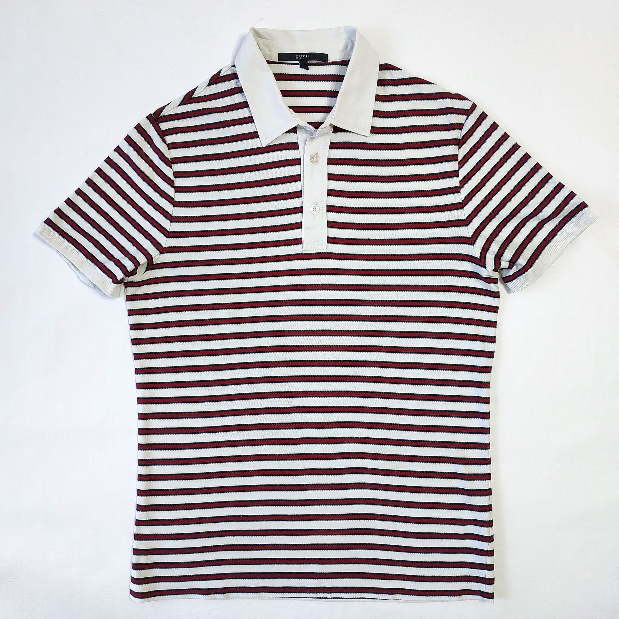 GUCCI Vintage Polo T-Shirt with Stripes. Made in Italy, image size:2000x2000