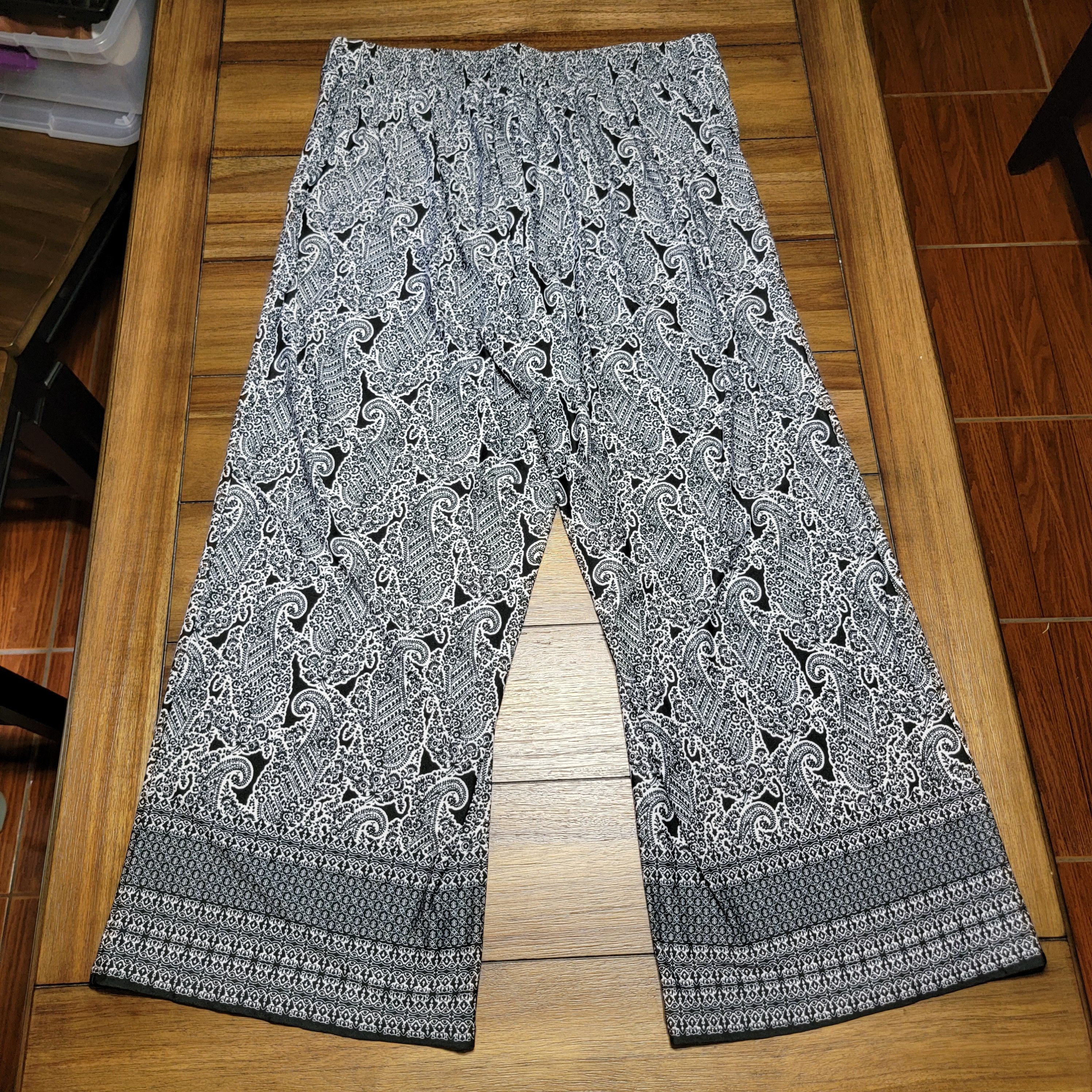 Other Zac & Rachel Woman B&W Paisley Pants - Size 2X Size 36" / US 14 / IT 50 - 4 Thumbnail