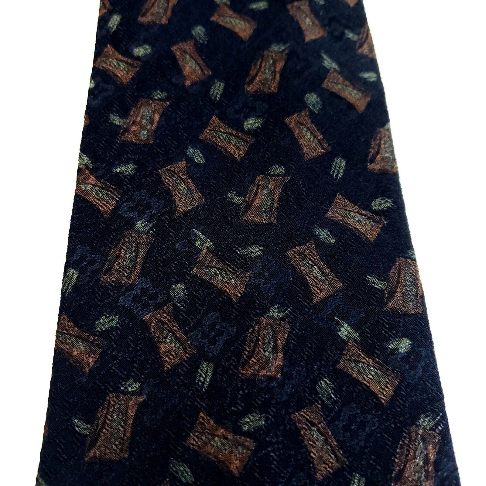 Calvin Klein Calvin Klein Navy Blue Brown Jacquard Print Abstract Wide Si Size ONE SIZE - 2 Thumbnail