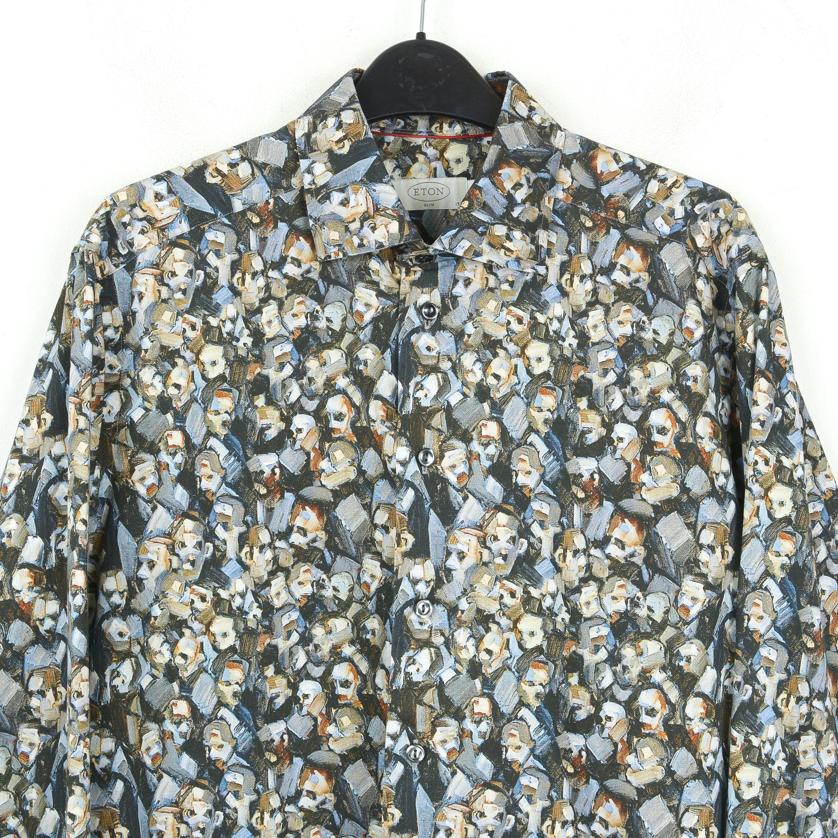 Eton Men Shirt 15 1/2" Size 39 Slim Formal Dress Colourful Multi Size 40R - 2 Thumbnail