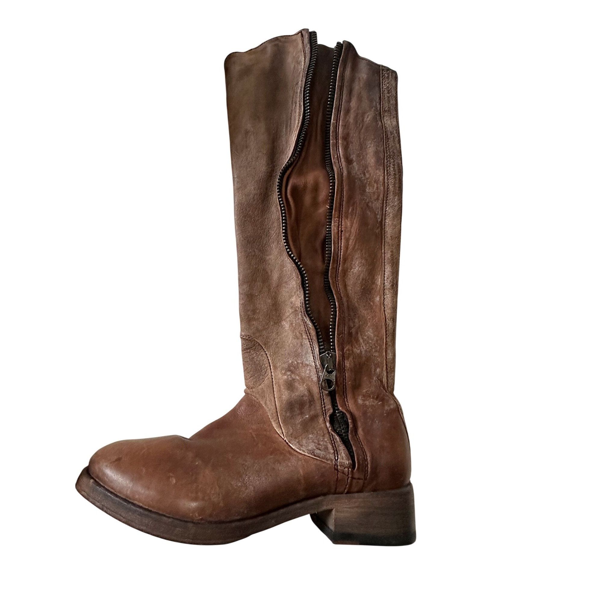 Other Nylo Distressed Leather Tall Double Zip Boots EU 39 Size US 9 / IT 39 - 13 Thumbnail