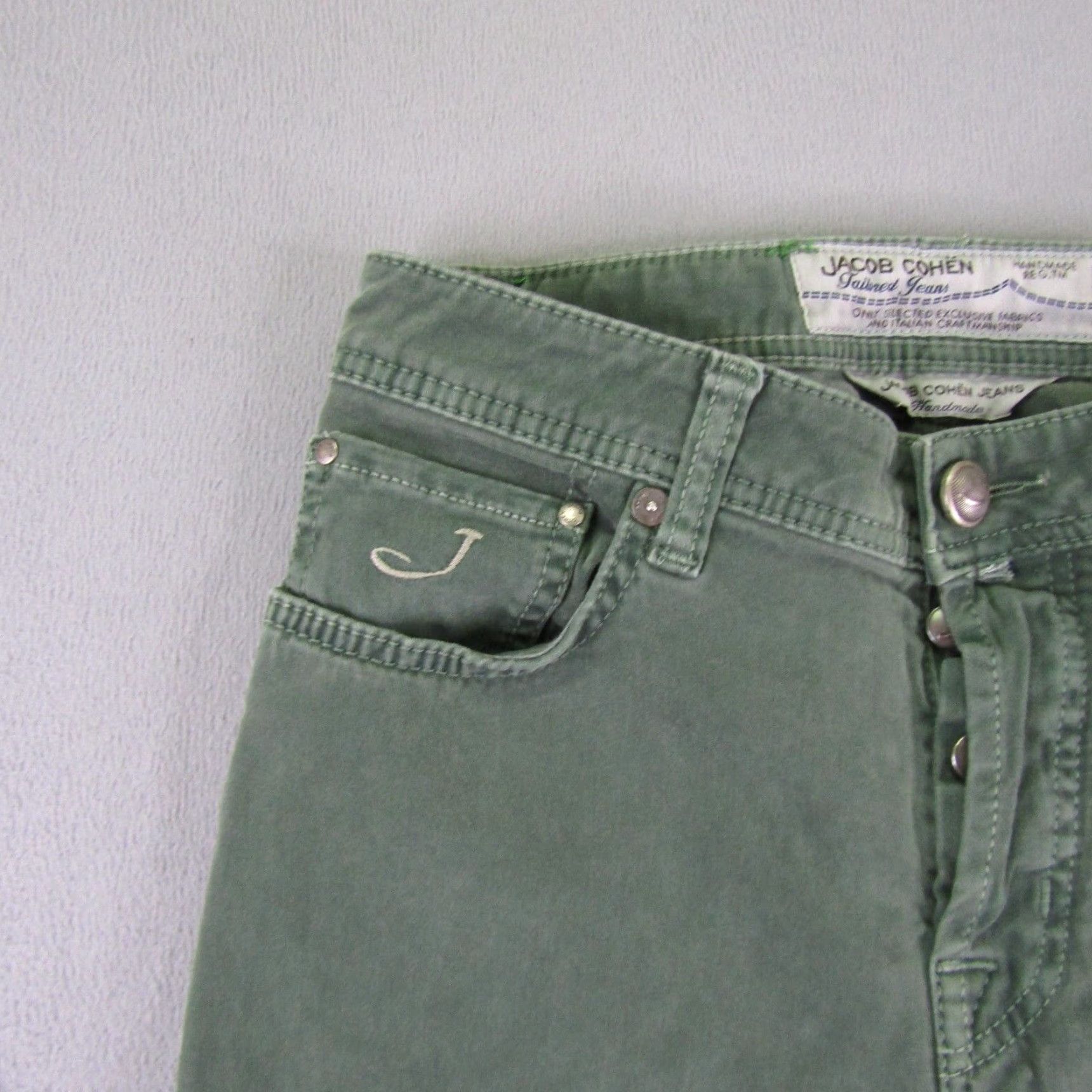 Jacob Cohen Jacob Cohen Pants Womens 30 Green Button Fly Handmade Slim Straight Italy Jeans Size 28" / US 6 / IT 42 - 4 Thumbnail