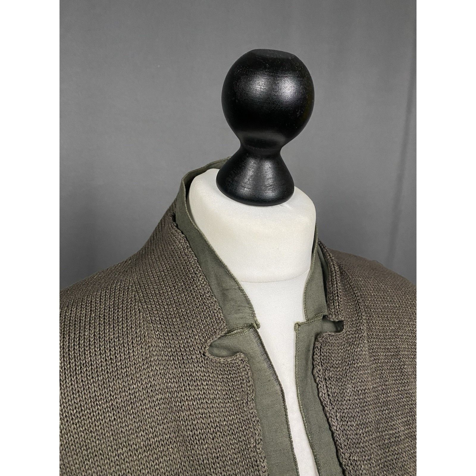 Brunello Cucinelli Brunello Cucinelli Women's Khaki Green Knitted 1-Button Blaz Size L / US 10 / IT 46 - 6 Thumbnail