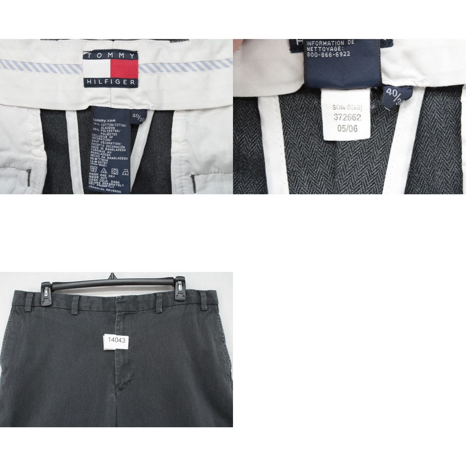 Tommy Hilfiger VINTAGE Tommy Hilfiger Chino Pants Mens 40 Black Baggie Straight Leg Herringbone 90s City Logo Y2K Size US 40 / EU 56 - 8 Thumbnail