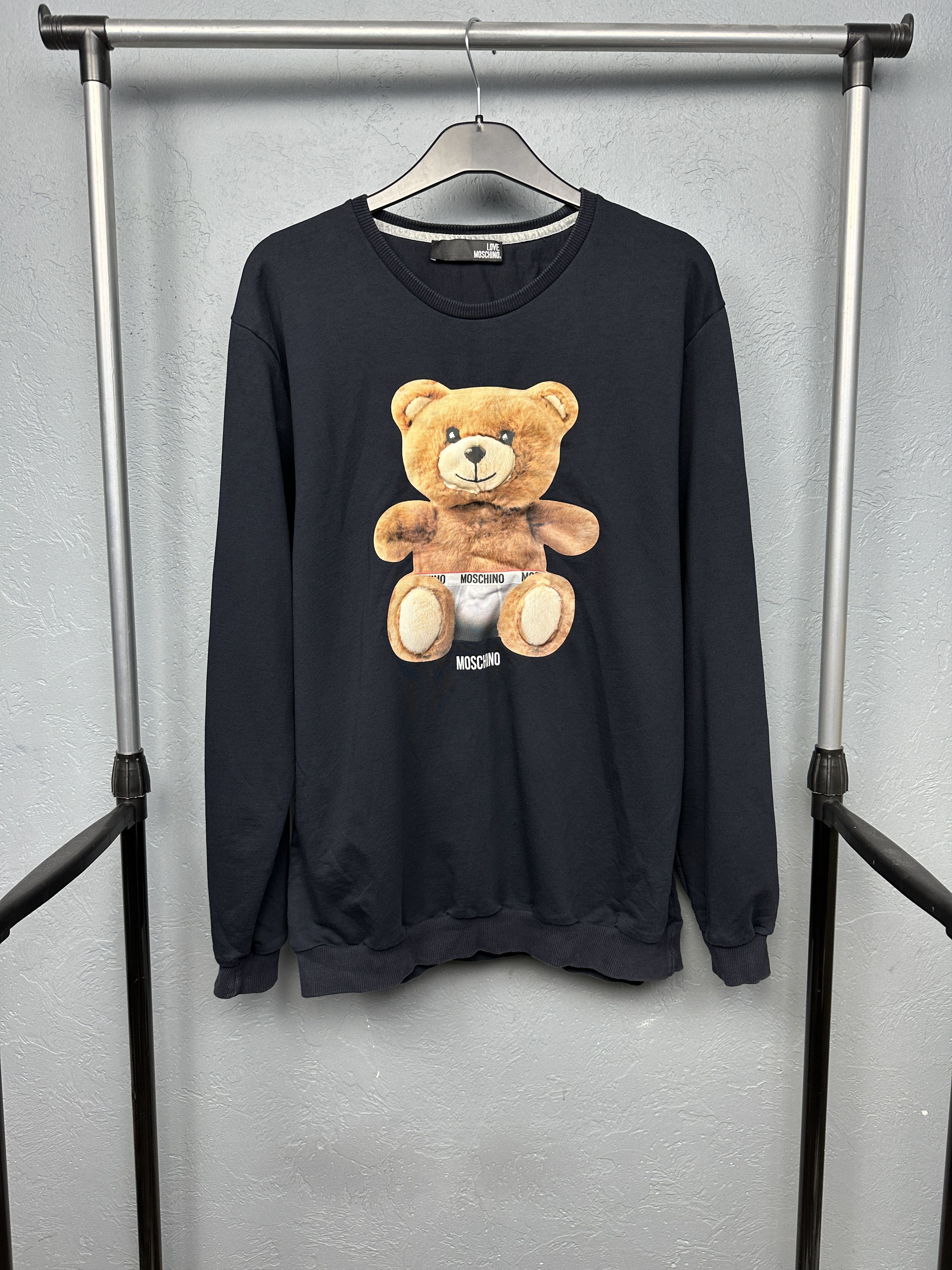 Love Moschino Mens Crew Neck Sweatshirt Bear