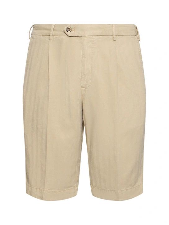o1lsvrm0425 Lyocell Blend Herringbone Shorts in Beige