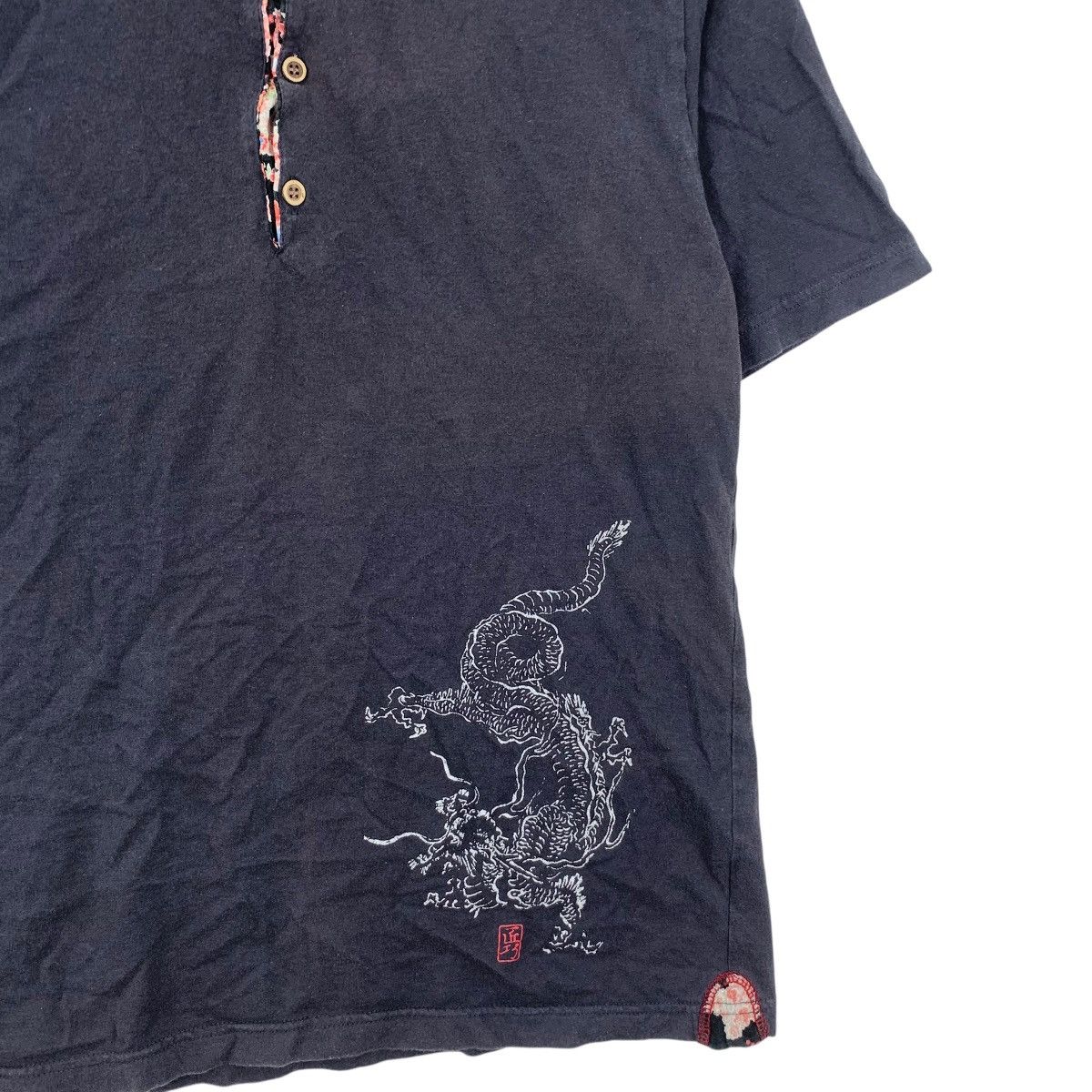 Vintage CORDOBA FLORAL DRAGON Japan Traditional Henley Tee Shirt Size S / US 4 / IT 40 - 4 Thumbnail