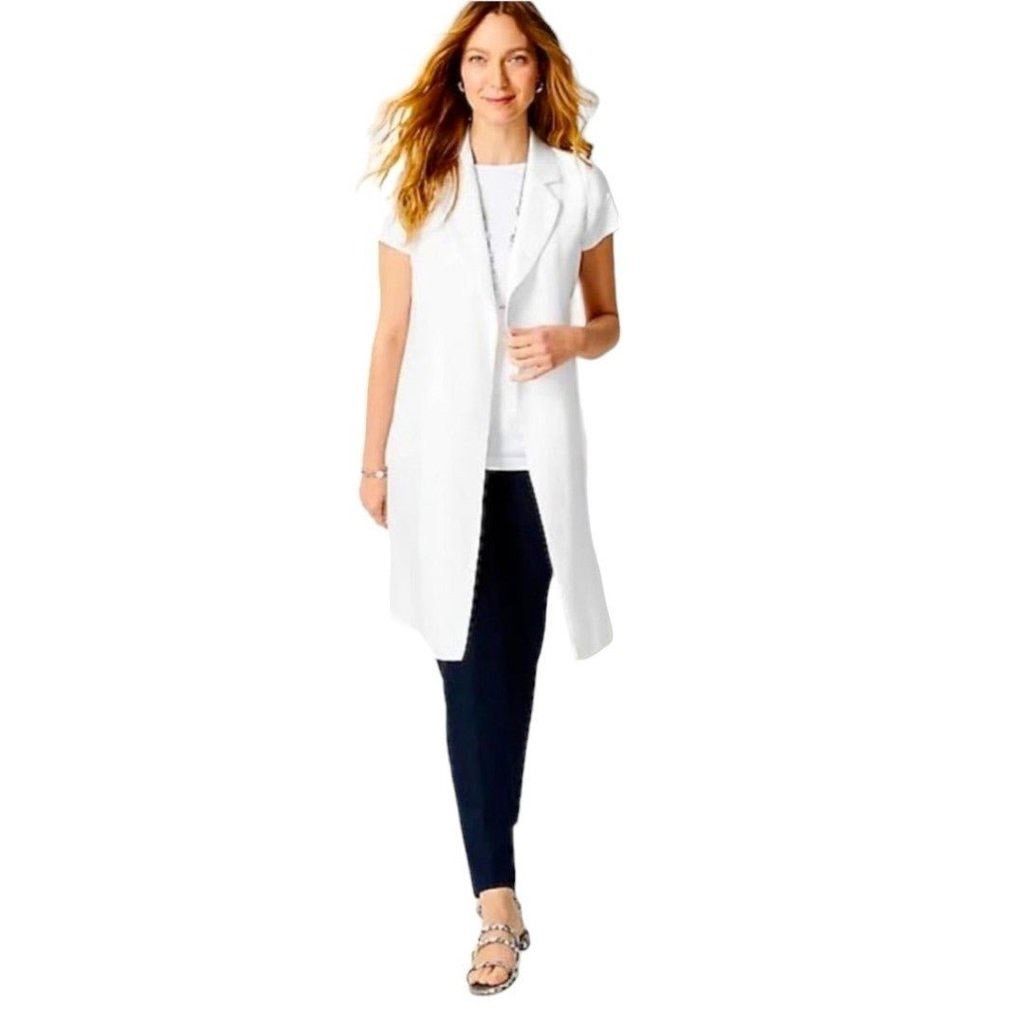 Other J. Jill Womens Vest Sz XL White Linen Blend Longline Open Size XL / US 12-14 / IT 48-50 - 1 Thumbnail