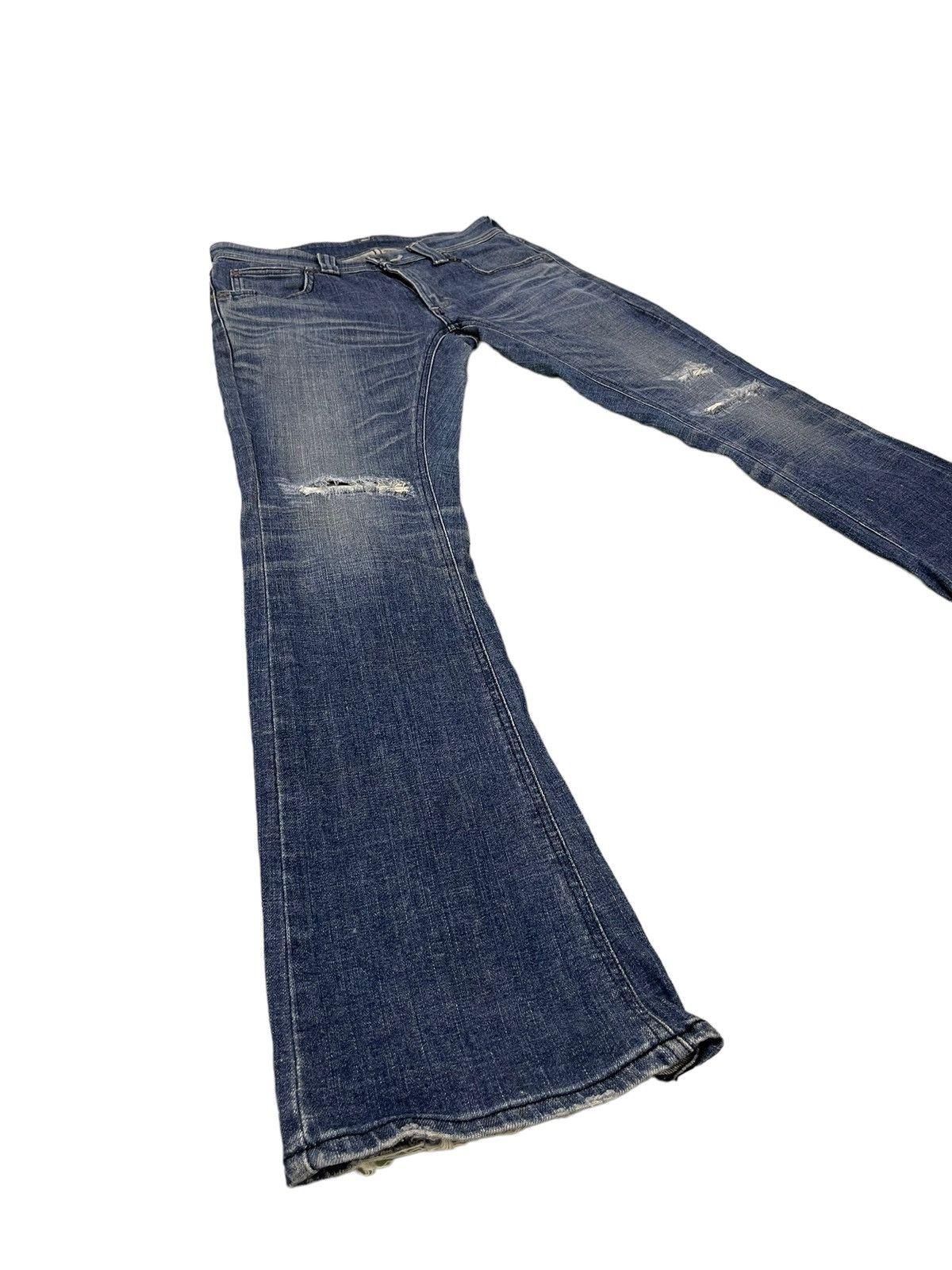 Japanese Brand Flare Jeans Lee Japan Distress Low Rise Stretch 7🟦3 Size US 31 - 1 Thumbnail