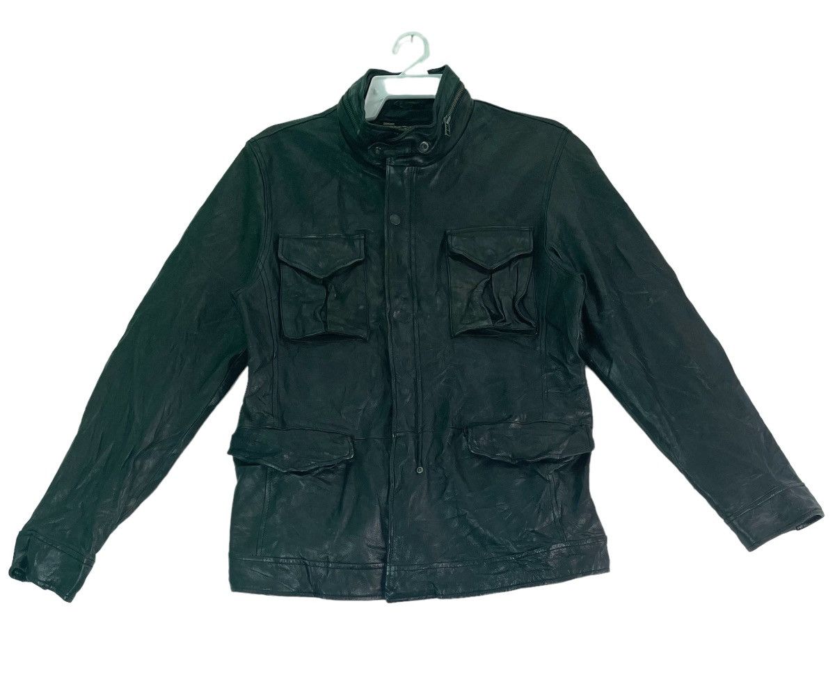 image of Leather Jacket Back Number Japan Type M65 Leather Field Jacket in Black, Women's (Size Large)