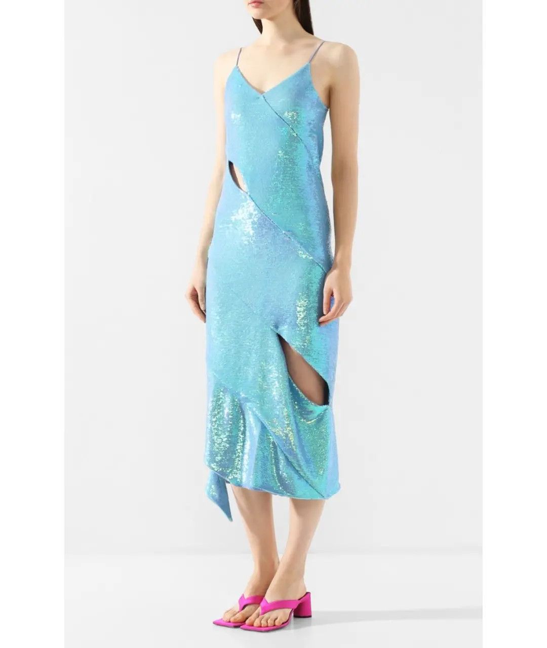 Off-White o1y1125 Midi Dress in Sky Blue Size XS / US 0-2 / IT 36-38 - 3 Thumbnail