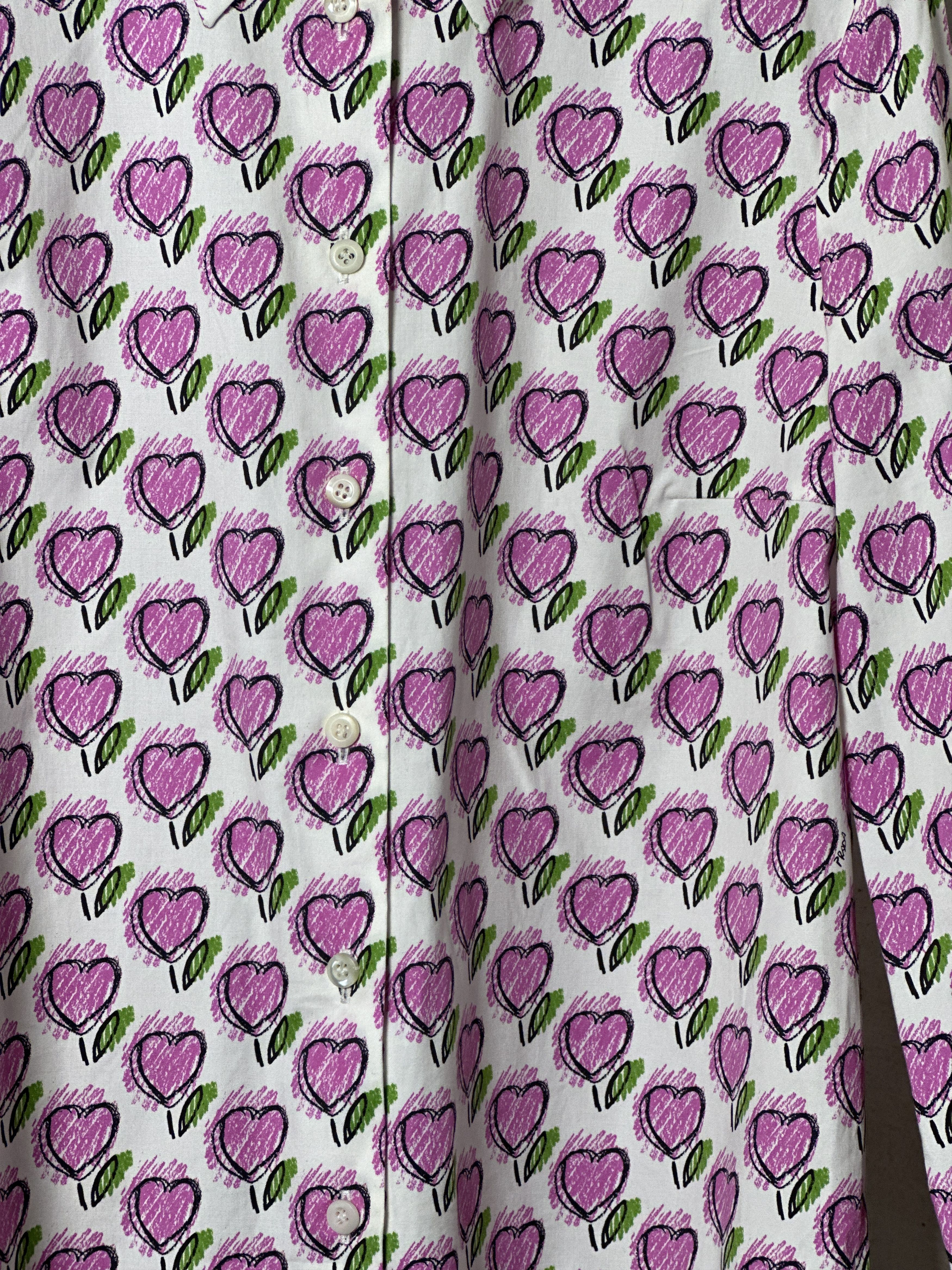 Prada Prada Heart Print Ruffle Shirt Size M / US 6-8 / IT 42-44 - 2 Thumbnail