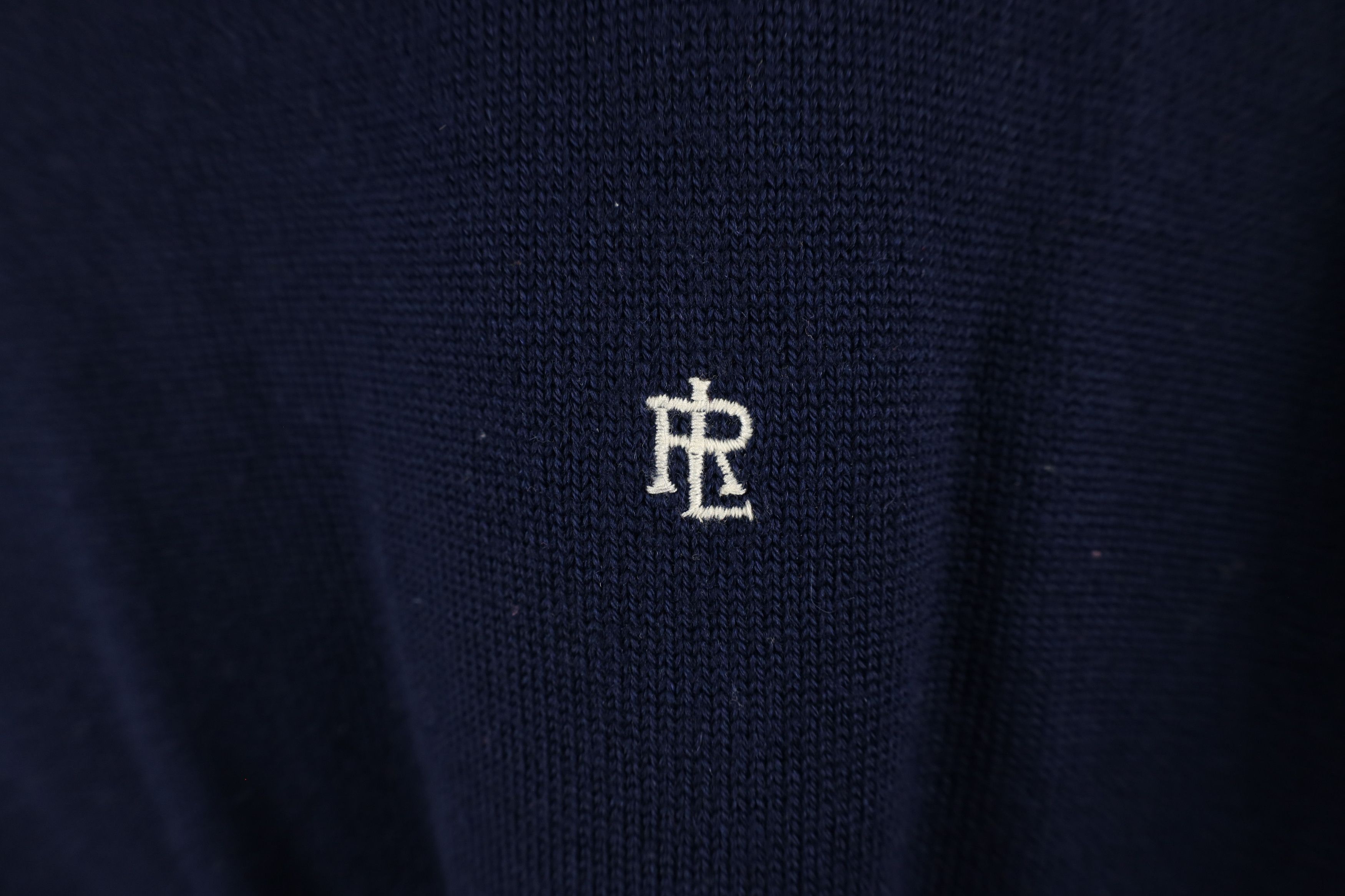 Ralph Lauren × Vintage Vintage 90s Ralph Lauren Knit V-Neck Sweater Navy Blue Size US M / EU 48-50 / 2 - 4 Thumbnail