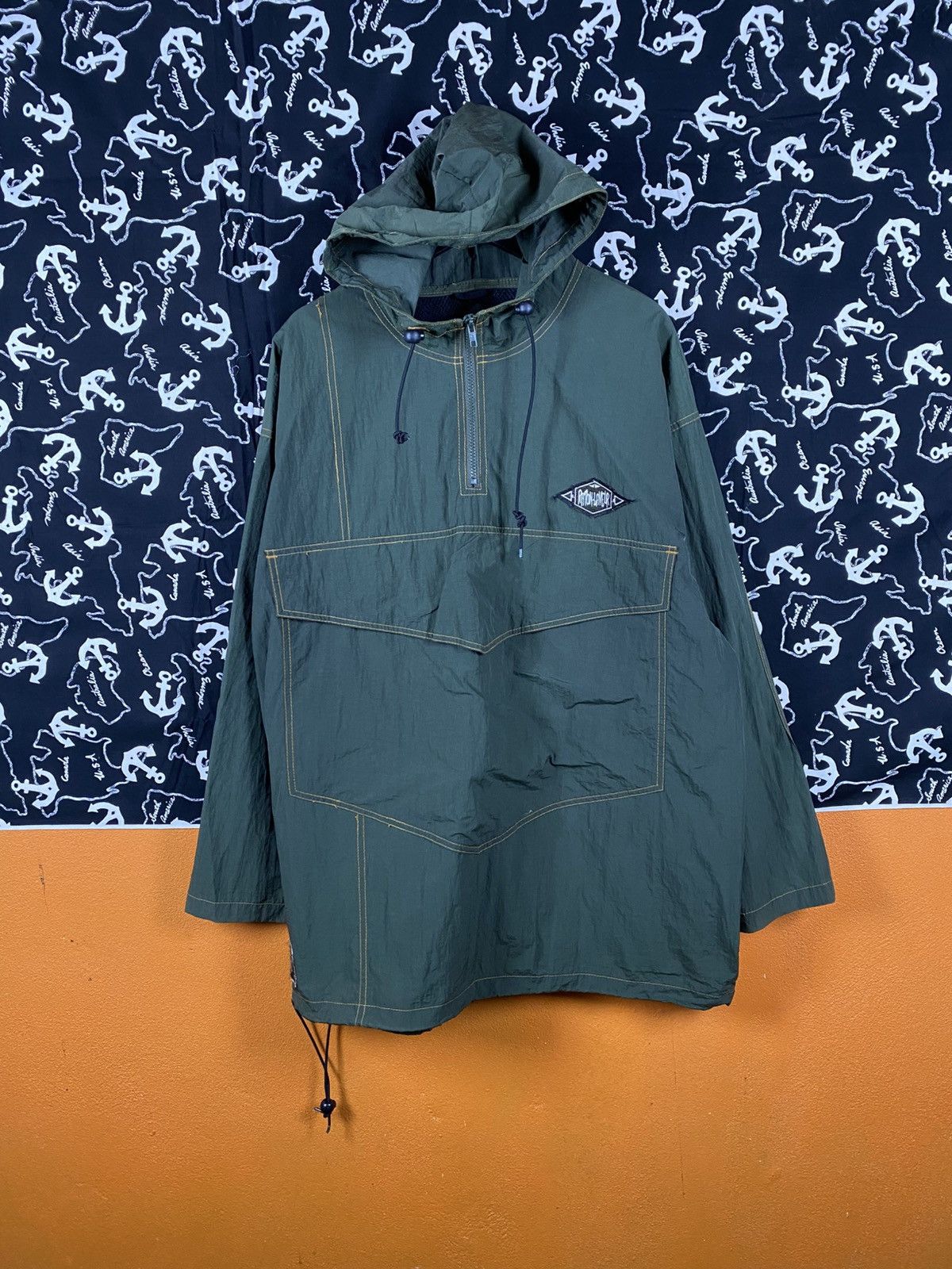 Japanese Brand Vintage PRACT Olive Green Hooded Pullover Jacket Anorak Size US L / EU 52-54 / 3 - 3 Thumbnail