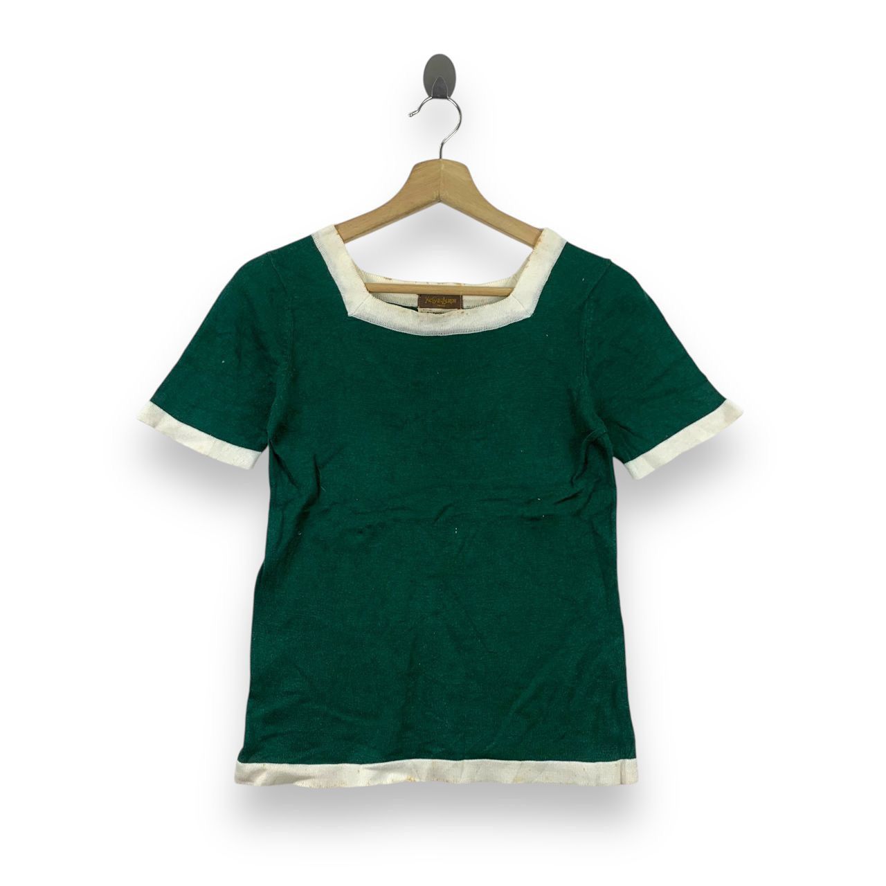 Yves Saint Laurent Vintage YSL YVES SAINT LAURENT Green Japan Shirts Size S / US 4 / IT 40 - 1 Thumbnail