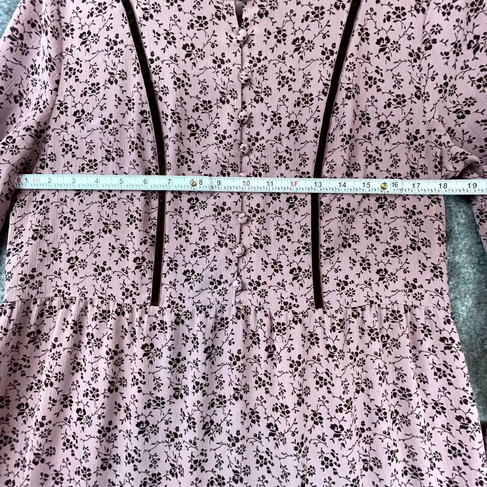 Madewell Madewell Dress Small Pink Ruffle Peasant Velvet Trim Tiered Size S / US 4 / IT 40 - 5 Thumbnail