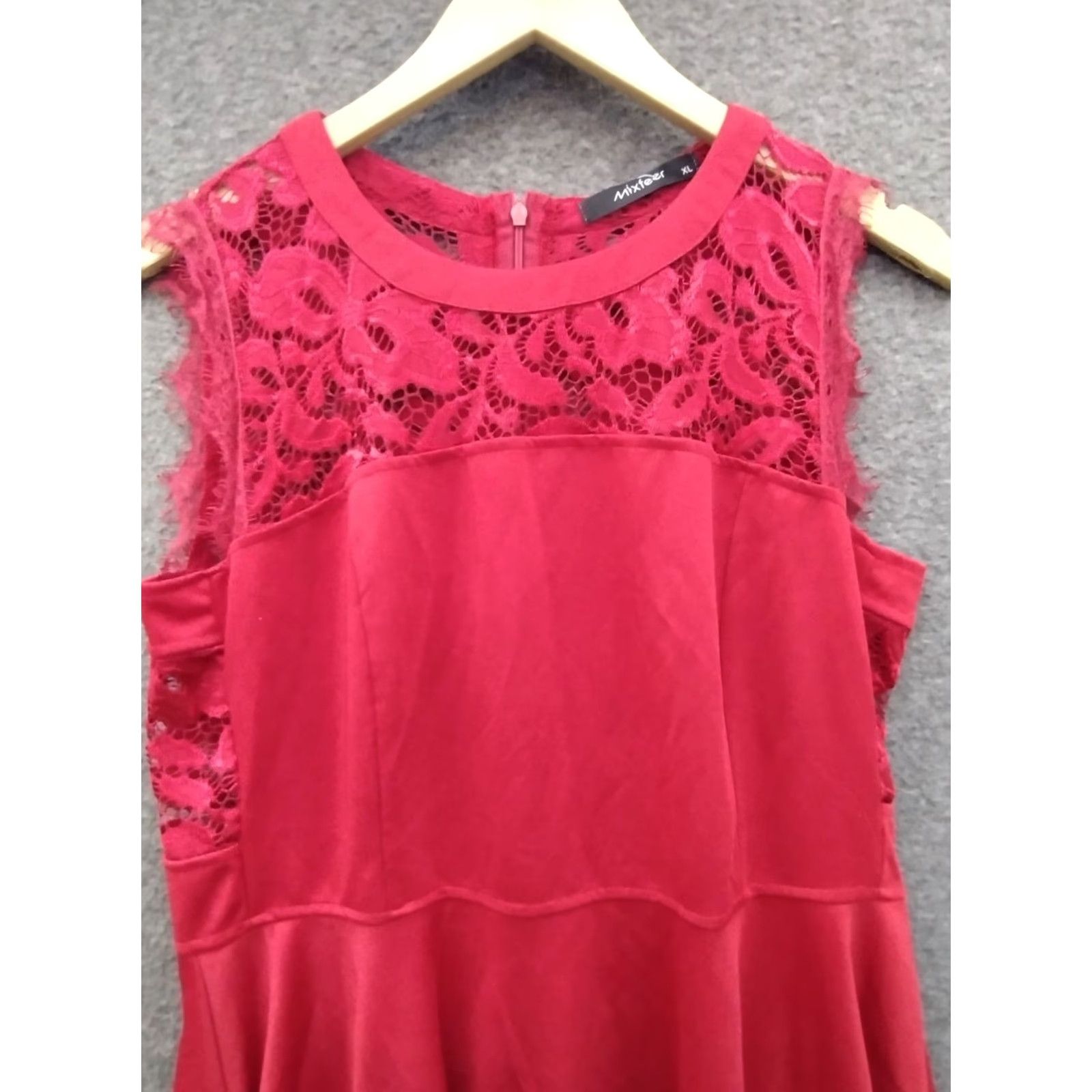 Vintage Mixfeer Red Lace Overlay Scalloped Round Neck Sleeveless Dress XL Women’s Dress Size XL / US 12-14 / IT 48-50 - 3 Thumbnail