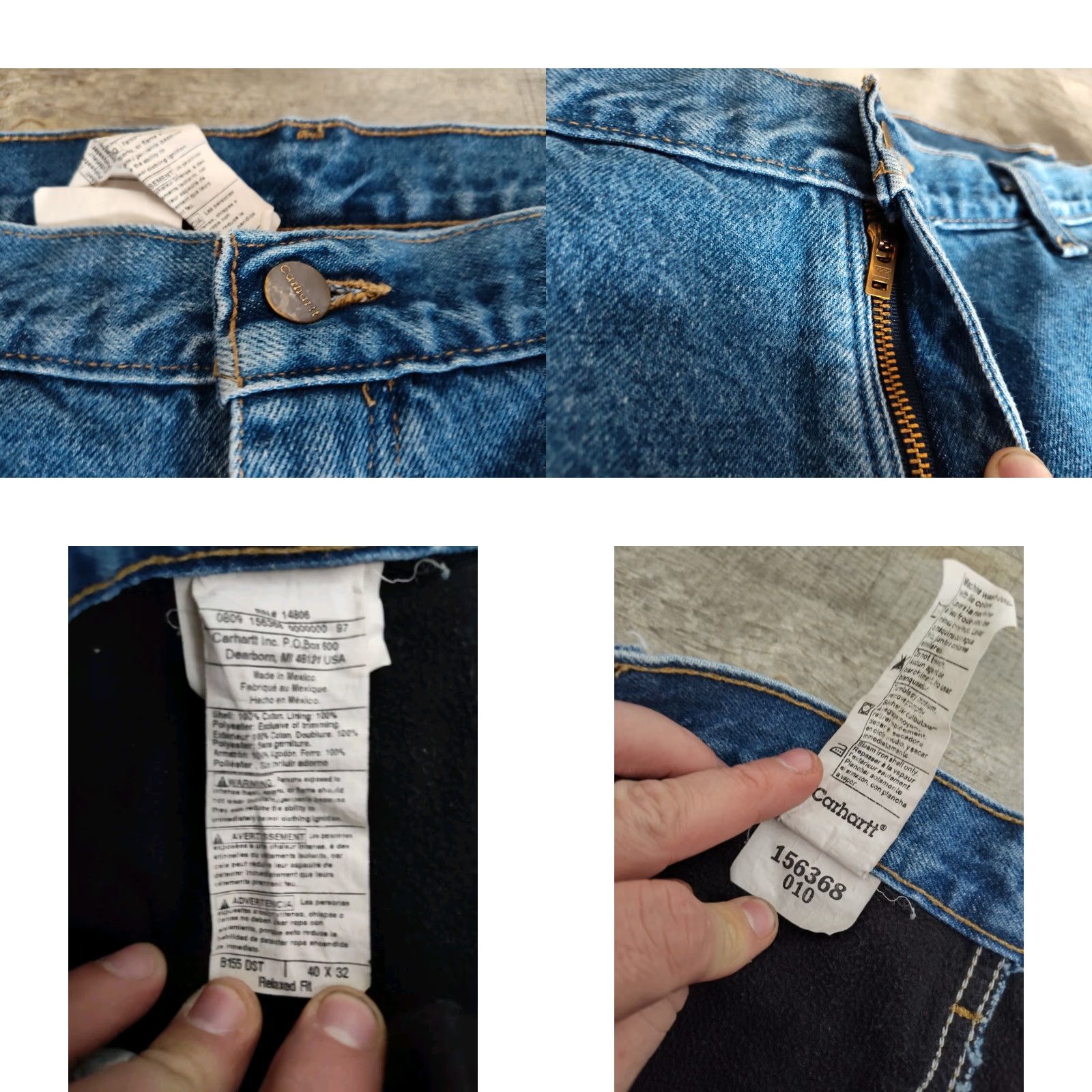Carhartt VINTAGE Carhartt Jeans Men 40X32 Blue Denim Lined Relaxed Straight B155 DST Workwear Mens Size US 40 / EU 56 - 8 Thumbnail