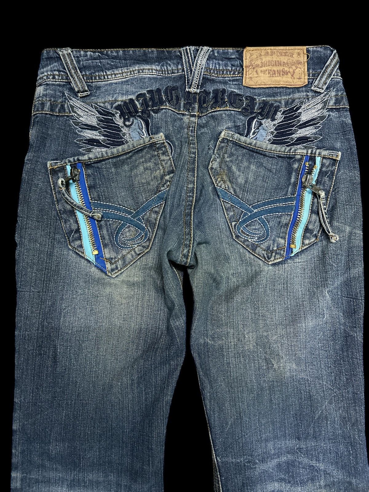 Japanese Brand 90s Style💥 Embroid Bootcut International Jeans BlueWash 💥 Size US 33 - 4 Thumbnail