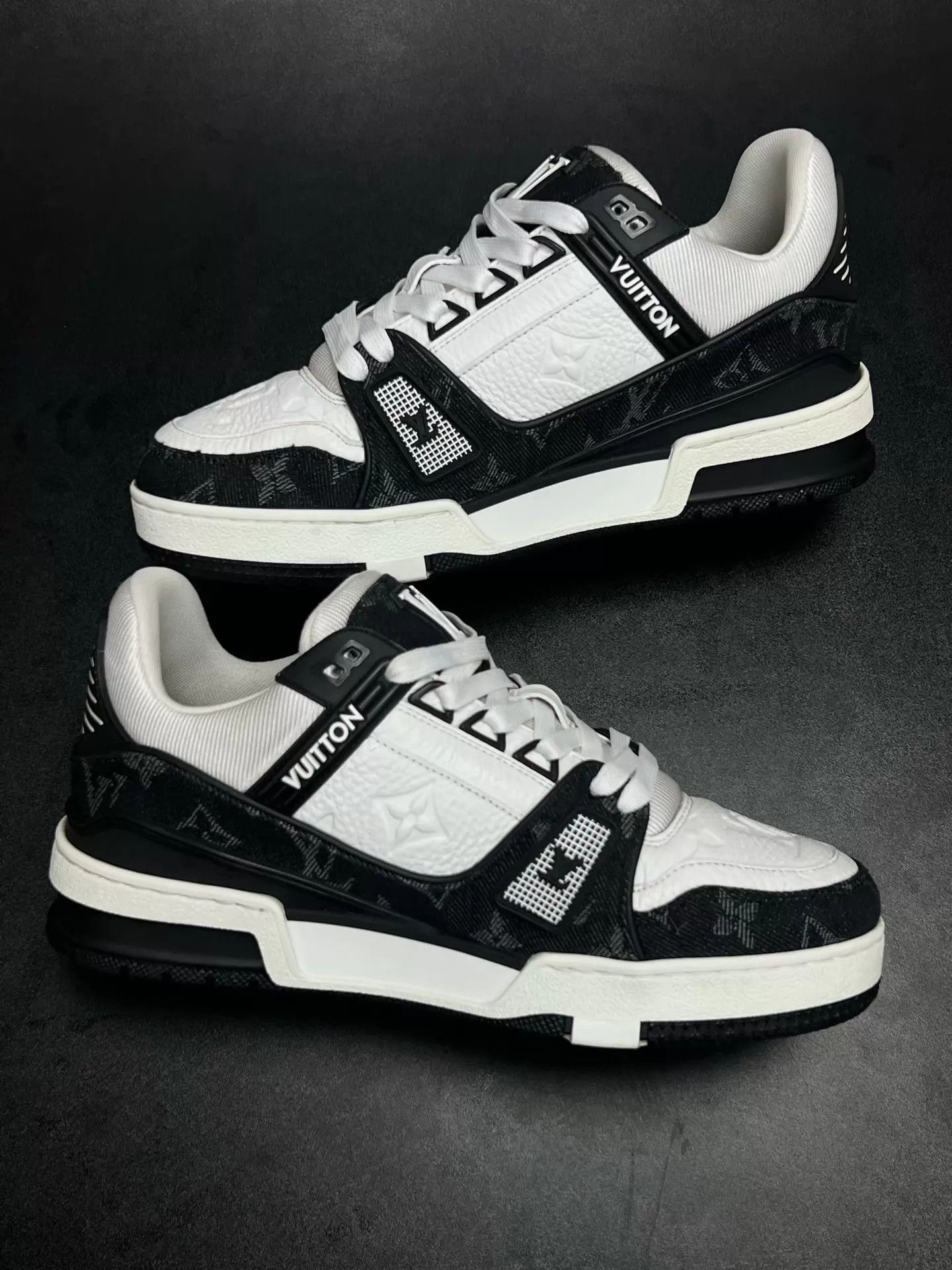 Louis Vuitton LV Trainer Black White Denim UK3.5/37.5 LN Dust Bag Size US 7 / IT 37 - 6 Thumbnail