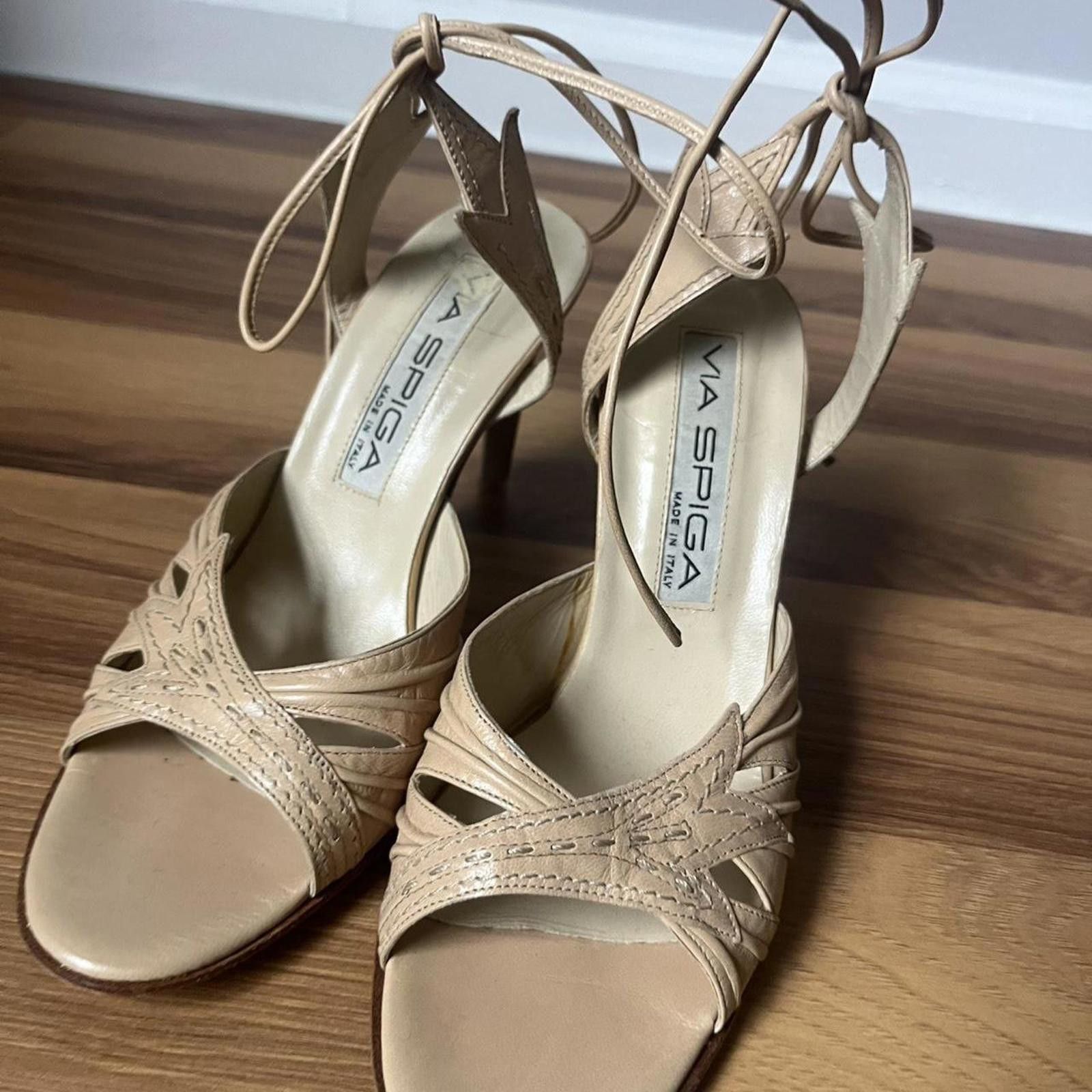 Other Cream lace up heels with a 3.5" heel #heels #laceup Size US 6.5 / IT 36.5 - 3 Thumbnail