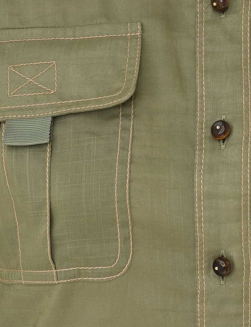Zimmermann oc11z0126 Wylie Body Shirt in Olive Green Size L / US 10 / IT 46 - 6 Thumbnail