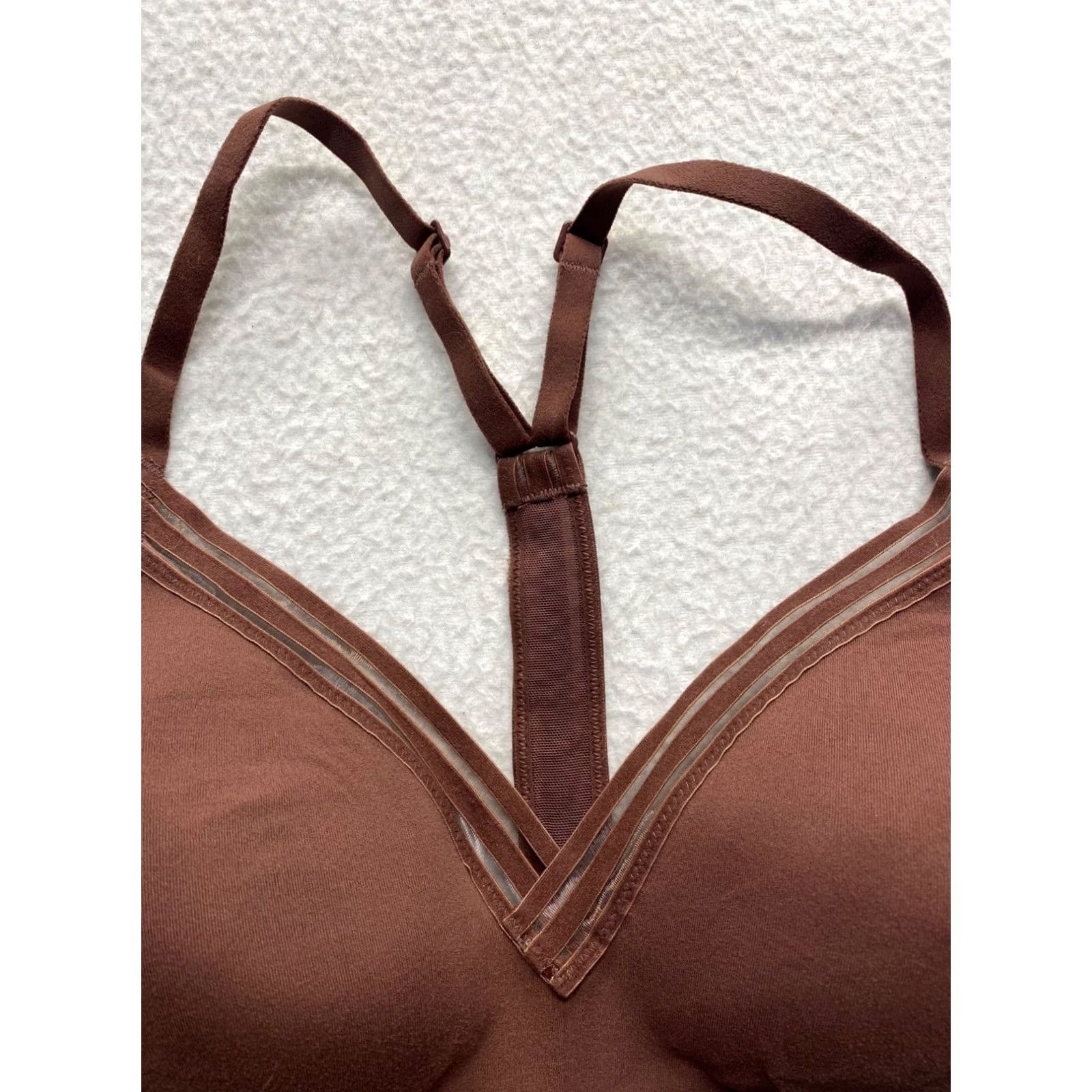 Athleta Athleta Bra #5257 Racerback Sports Bra Women Small Brownish Mauve Medium Support Nylon Spandex Size ONE SIZE - 3 Thumbnail