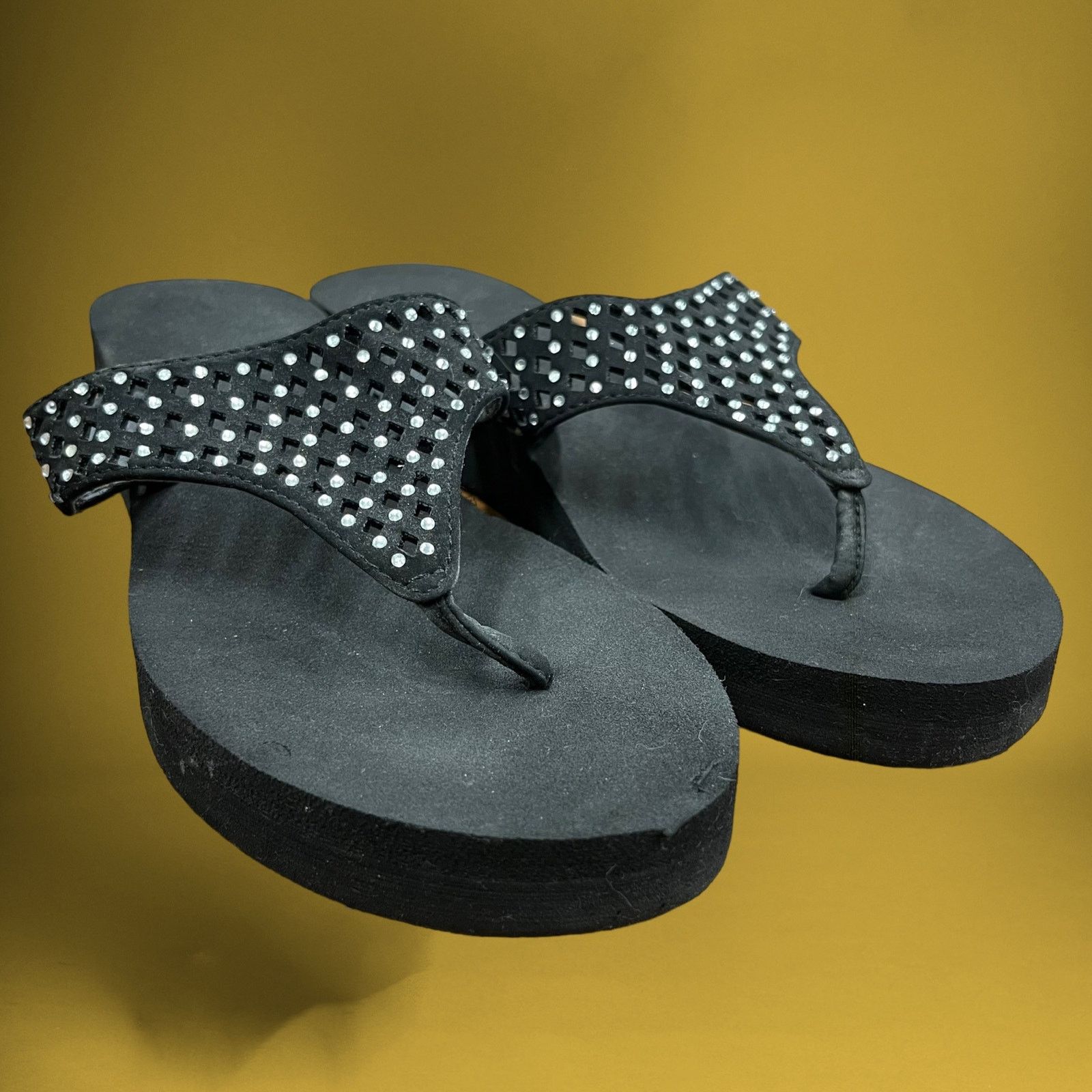 Other Crystal Studded Foam Platform Sandals Flip Flops Disco Size US 9.5 / IT 39.5 - 1 Thumbnail